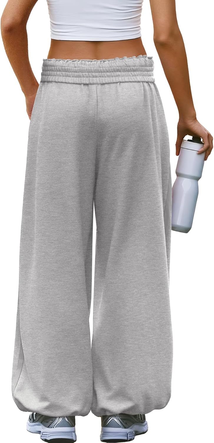 Nirovien Womens Baggy Sweatpants Elastic Waist Wide Leg Sweatpant Straight Leg Sweat Pants with Pockets - Image 3