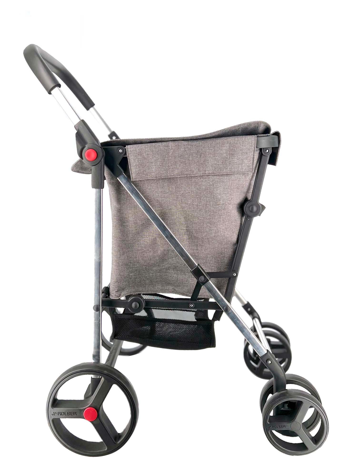 Rolser Basket Tweed 4 Big Wheel 2 Swivelling Foldable Shopping Trolley - Gray
