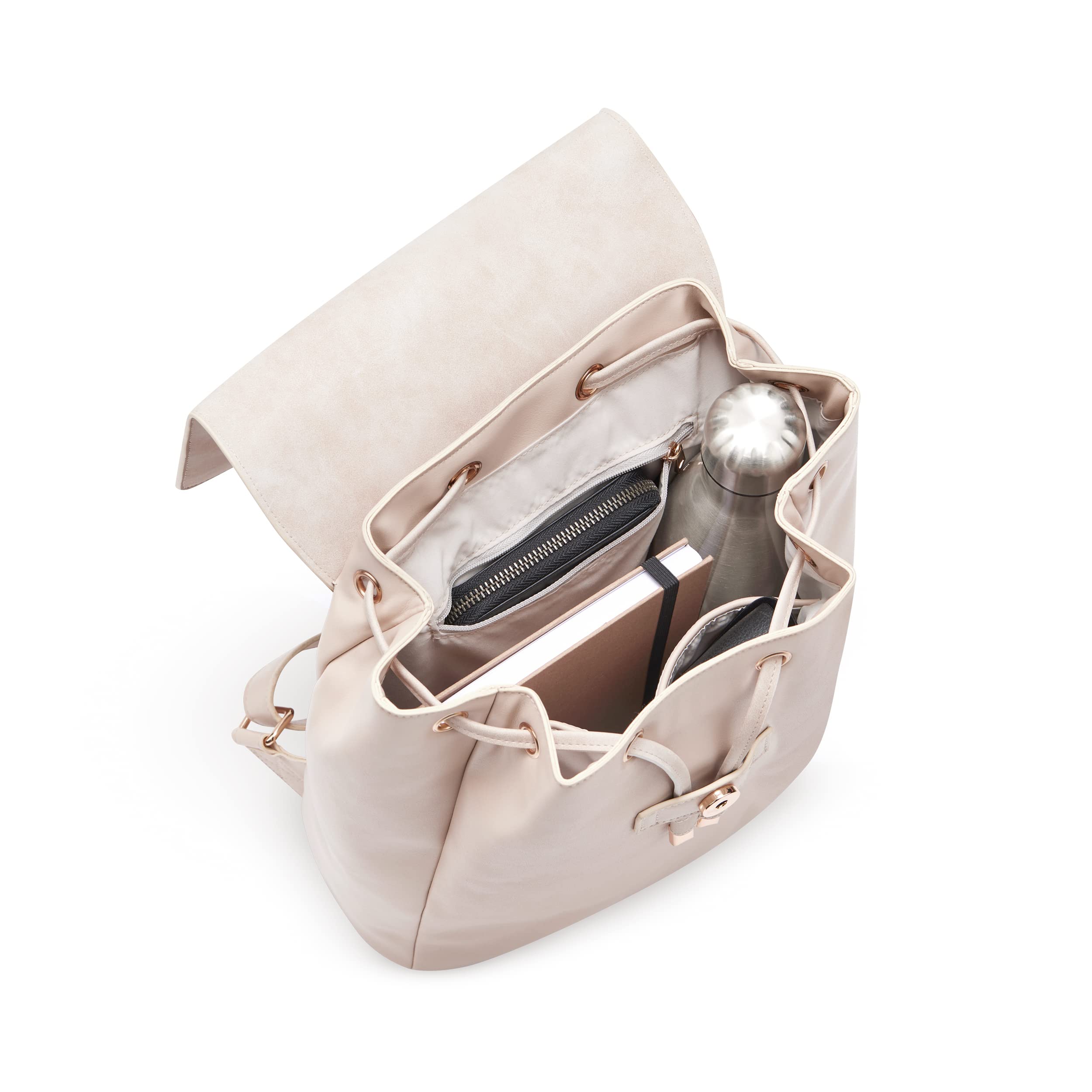 Expatrié Rucksack Damen Elegant Beige - Estelle - Moderner Kleiner Tagesrucksack für City, Business & Uni - Kunstleder Damenrucksack Klein - Wasserabweisend