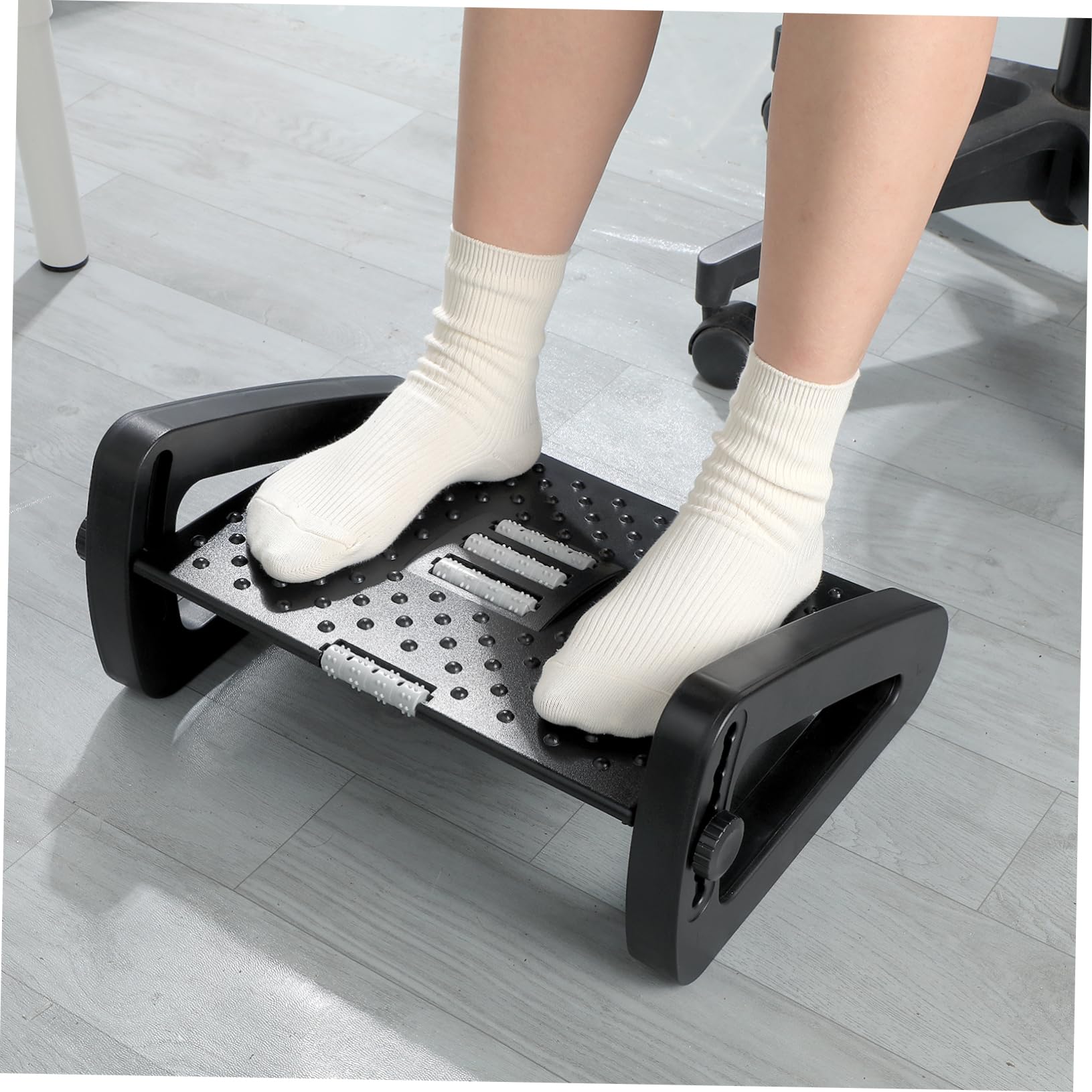 Gadpiparty Poggiapiedi Ergonomico per Ufficio Nero, con Rullo Massaggiatore e Angolo Inclinabile, per Casa e Biblioteca, Sollievo Dalla Stanchezza