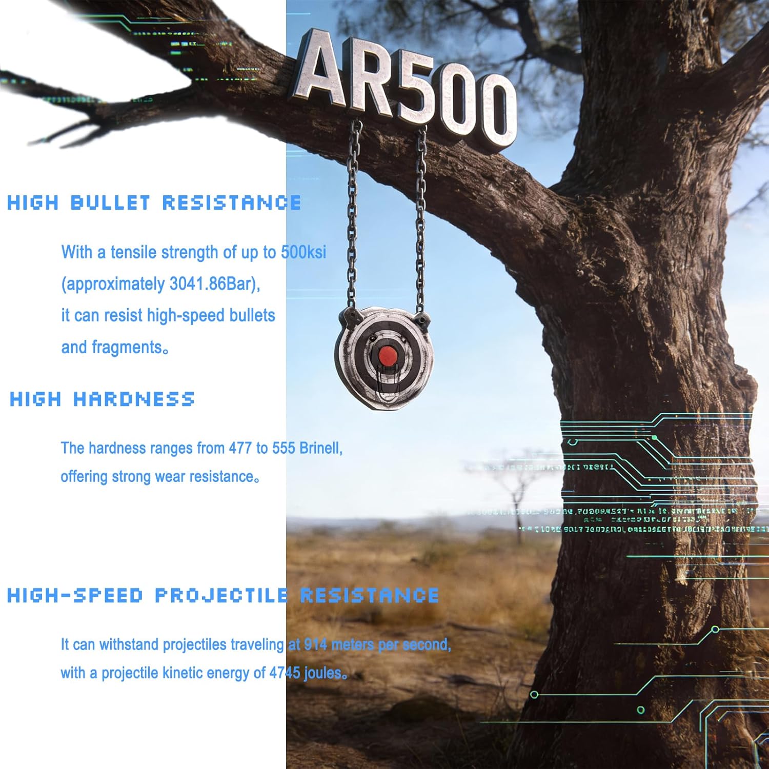 1/2" Thick AR500 Steel Shooting Target - Laser Cut Gong Silhouette Metal Target with Precision Shooting