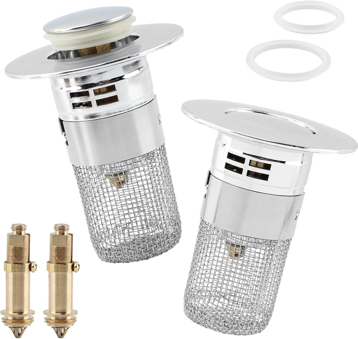 Stainless Steel Floor Drain Filter, Bathroom Sink Drain Strainer, Bathroom Sinks Stopper,Basin Plug for Us Bathrooms Stopper Replacement(COLOR:2 pcs)
