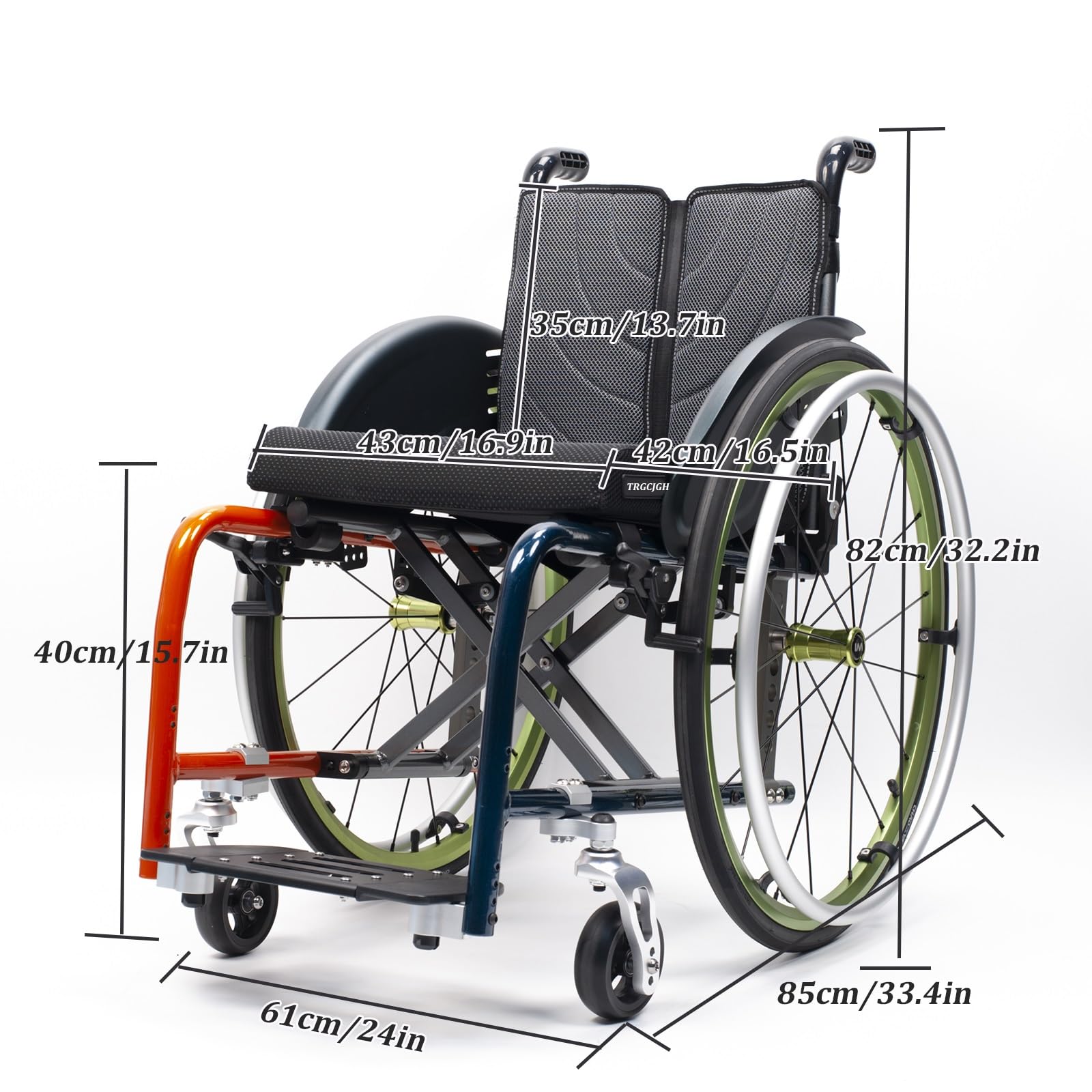 Silla de Ruedas plegable Ultra-ligera de aluminio, autopropulsable, para Minusválidos, portátil, para viajes(43cm/16.9inSeat)