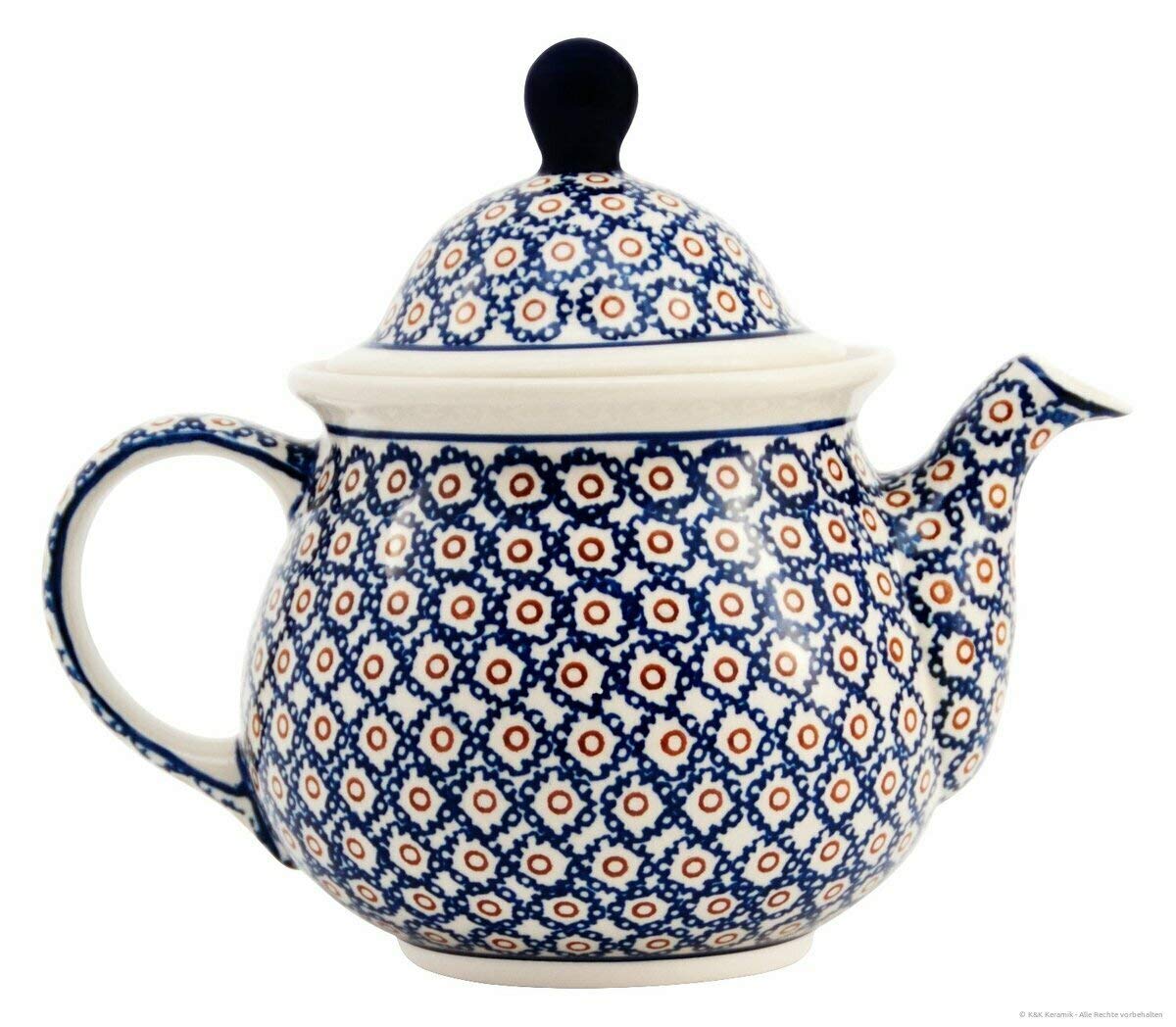 Théière en céramique Bunzlauer 1,75 L au design rétro décor 4 et cafetière artisanale
