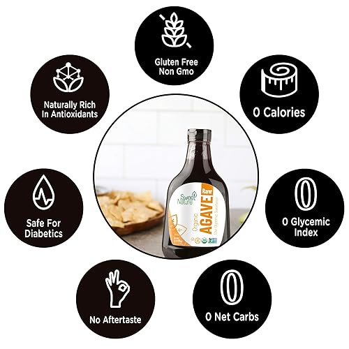 Miniatura 4 de Sweet Nature Blue Agave Nectar Edulcorante orgánico sin OMG bajo glucémico 46 onzas, 2.88 onzas