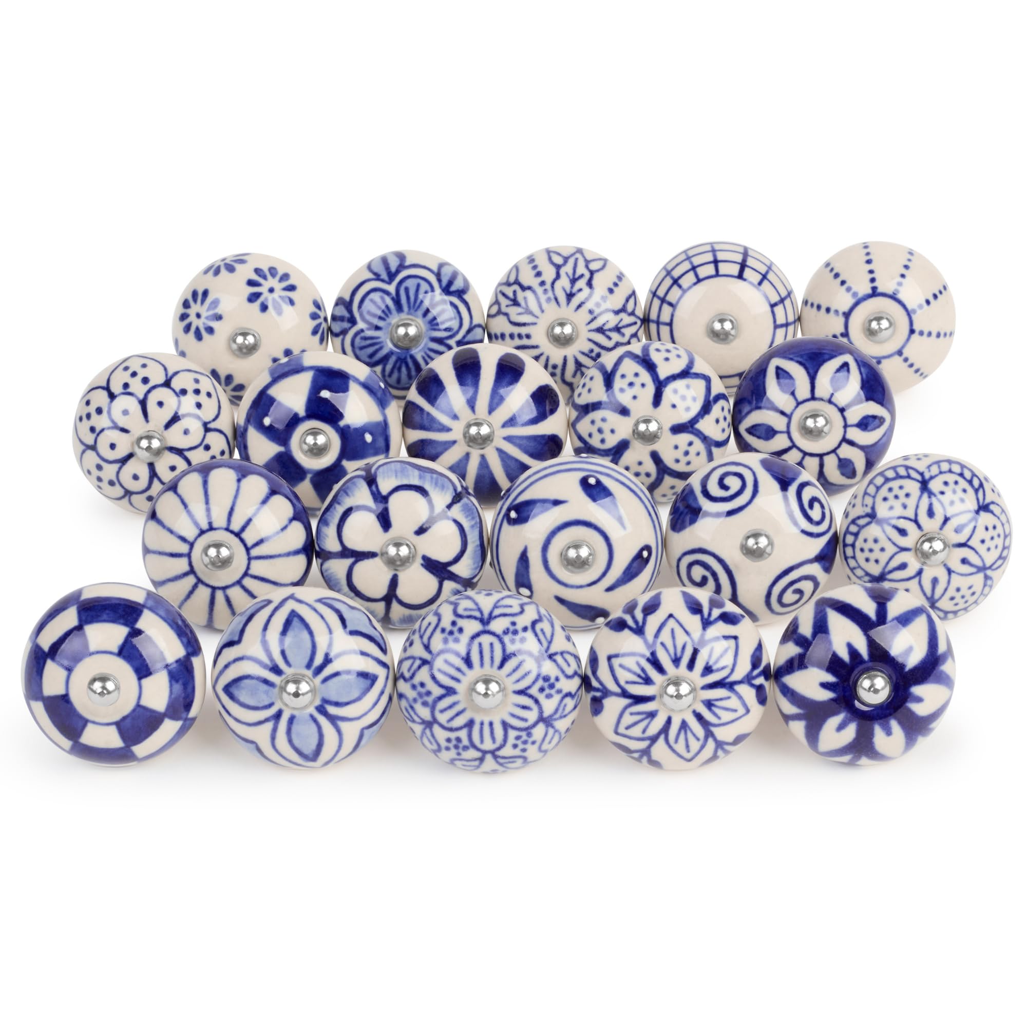 Pomelli in ceramica vintage dipinti a mano Set da 20 per cassetti armadi porte cucina