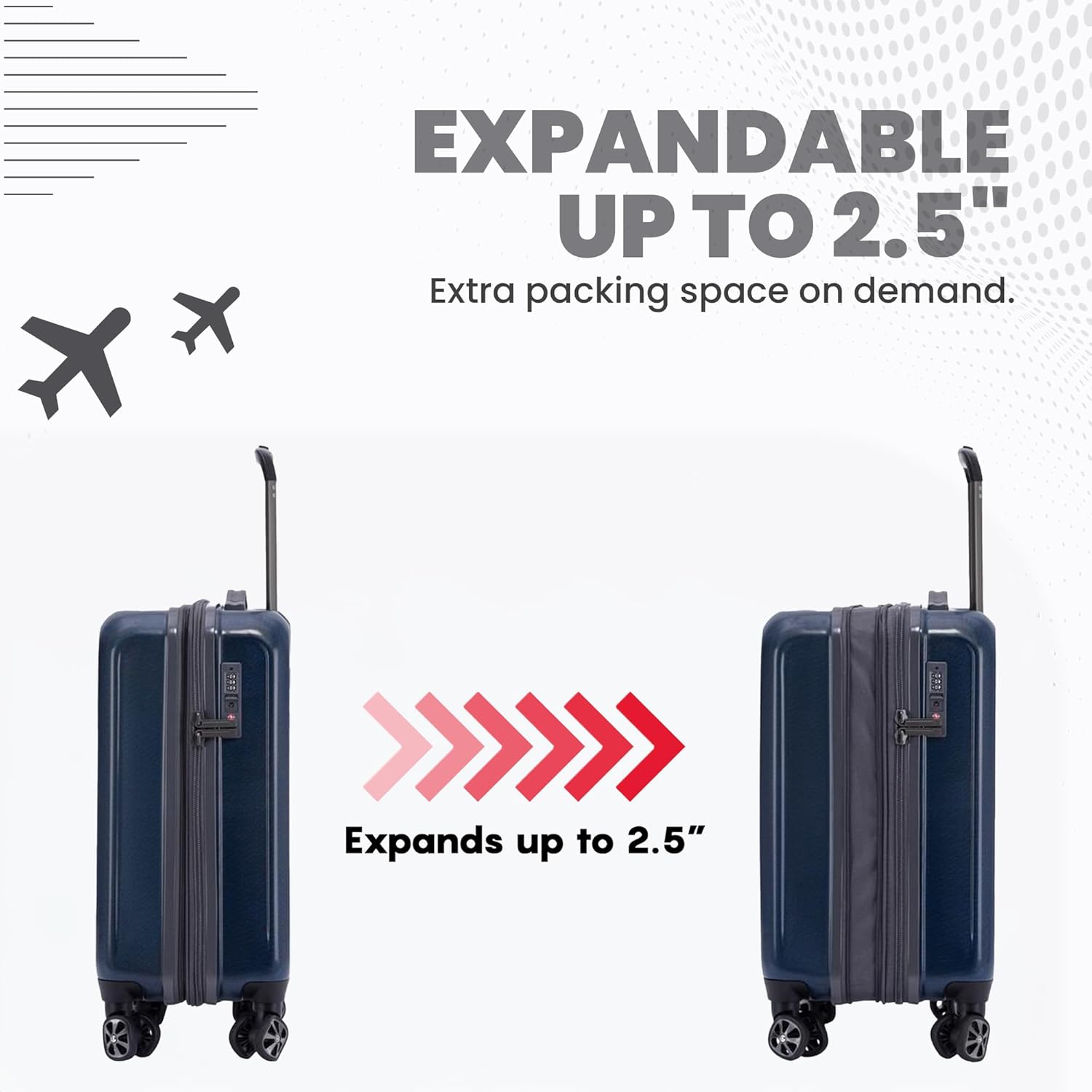 Spyder Rails 3 Piece Luggage Set with 360° Spinner Wheels, TSA Approved Lock (20 Inch Carry-On, 25 Inch Checked, 29 Inch Checked)