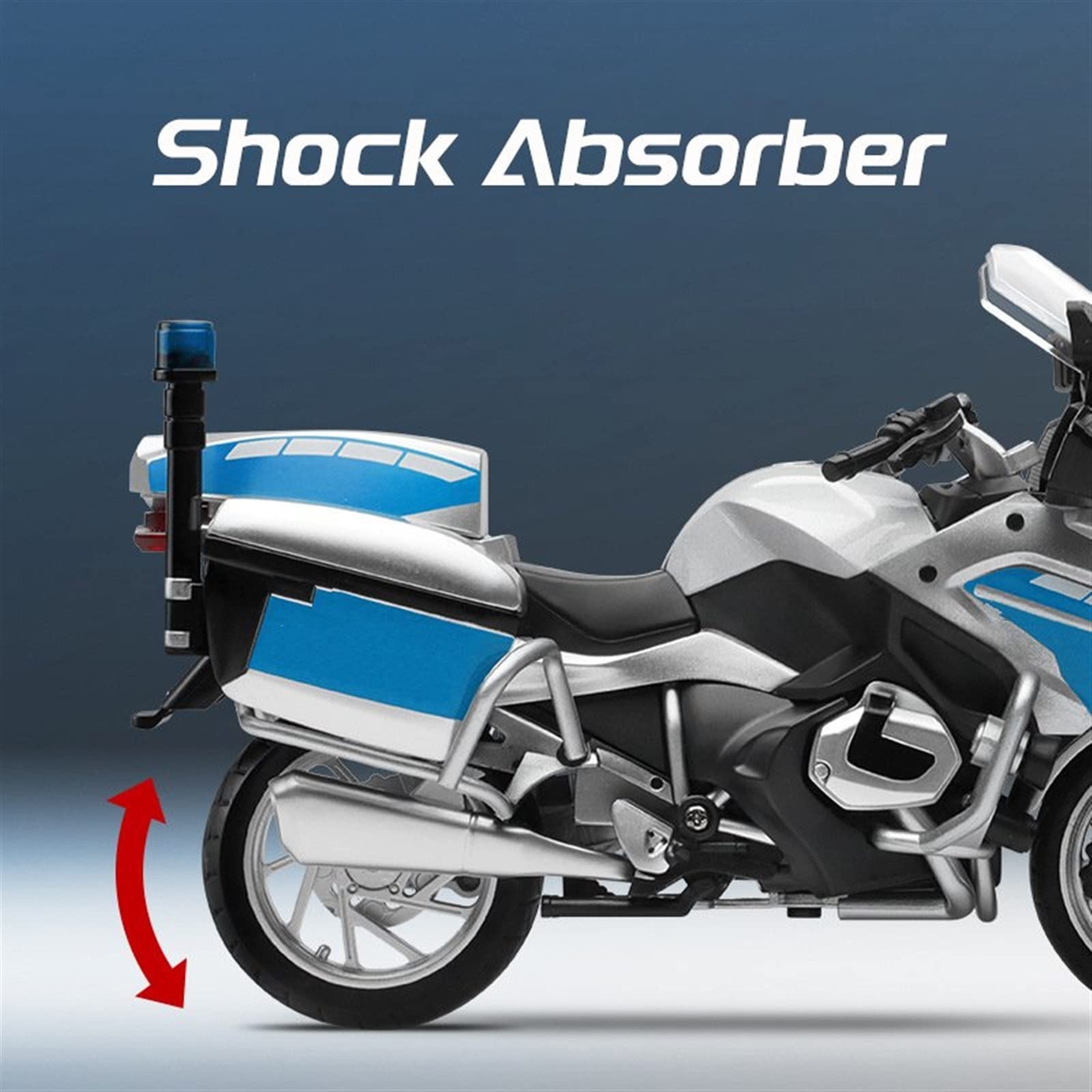 Moto de Juguete para BMW R1250 RT-P, Modelo De Motocicleta Aleación, Luz Y Efecto Sonido, Juguetes Coche Fundido A Presión, Regalo Cumpleaños, Escala 1/12 | Nero