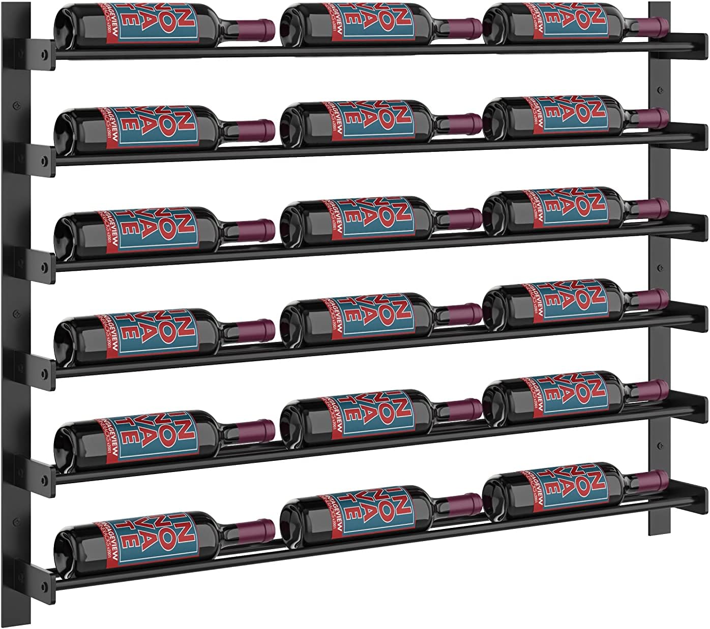 VintageView Evolution Wine Wall 30 3C Modern Label Forward Wine Rack (18 Bottles, Matte Black)