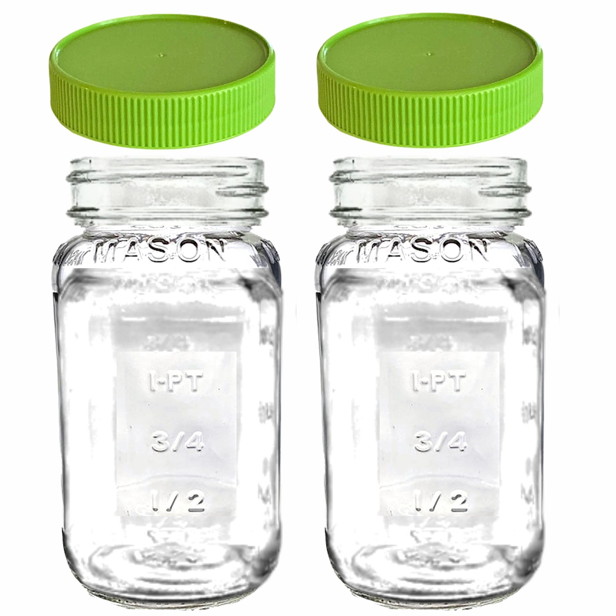 JARMING COLLECTIONSGlass Regular Mouth 24 oz Mason Jars with BPA Free Plastic Storage Lids - Made in USA - 24oz Mason Jars Regular Mouth 24 oz with Lids - Set of 2