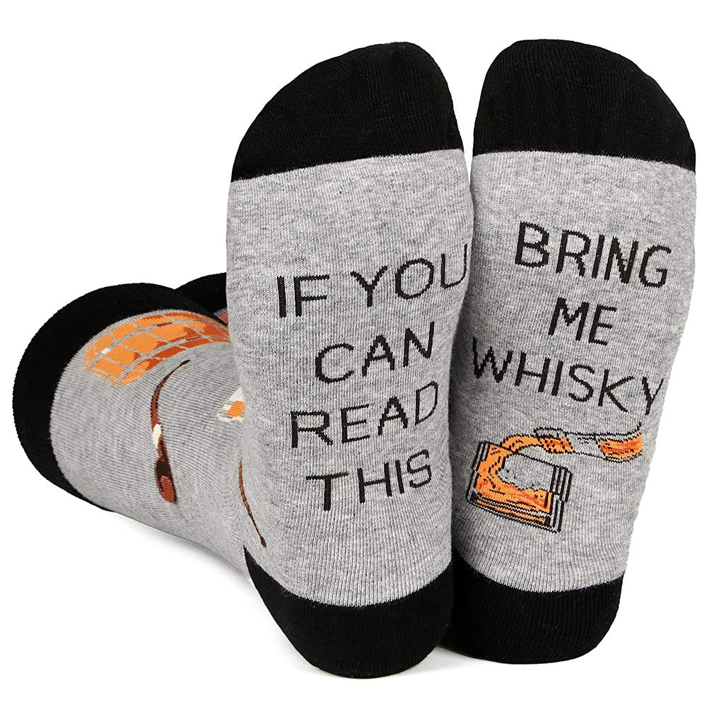 BISOUSOXMen's Novelty Socks Calf Socks Women If You Can Read This Socks Bring Me Some Tea Whiskey Beer Coffee Wine Pizza Eggs Dress Socks Cotton Funny Socks for Men Gift for Tea Lover