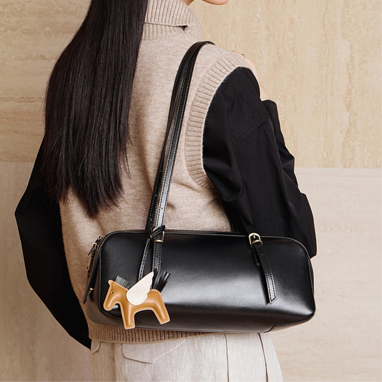 Frizione Donna Borsa A Traccia delle Ascelle Donne, Elegante in Stile Cuscino, da Pendolare Quotidiana-Wine Coffee