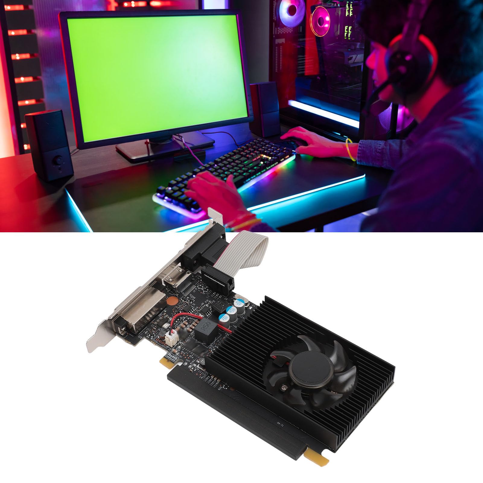 Gamingowa Karta Graficzna GT730 2GD3, 2 GB DDR3, Gniazdo PCI Express 2.0 16X i Cichy Wentylator Chłodzący, do Edycji Wideo na Komputerze Stacjonarnym i Gier DirectX 12