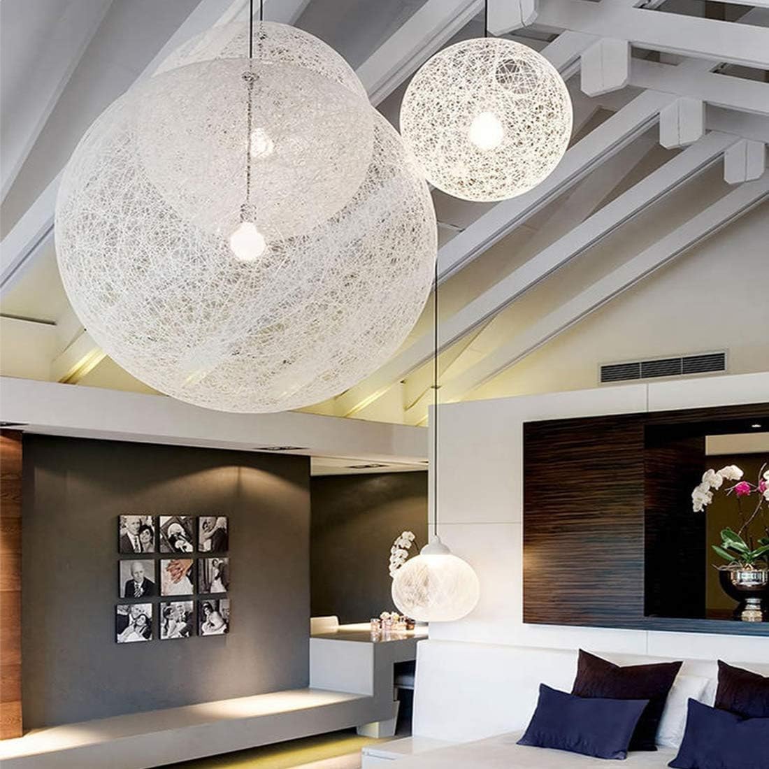 Simple Treillis En Osier Rotin Globe Boule Style Plafond