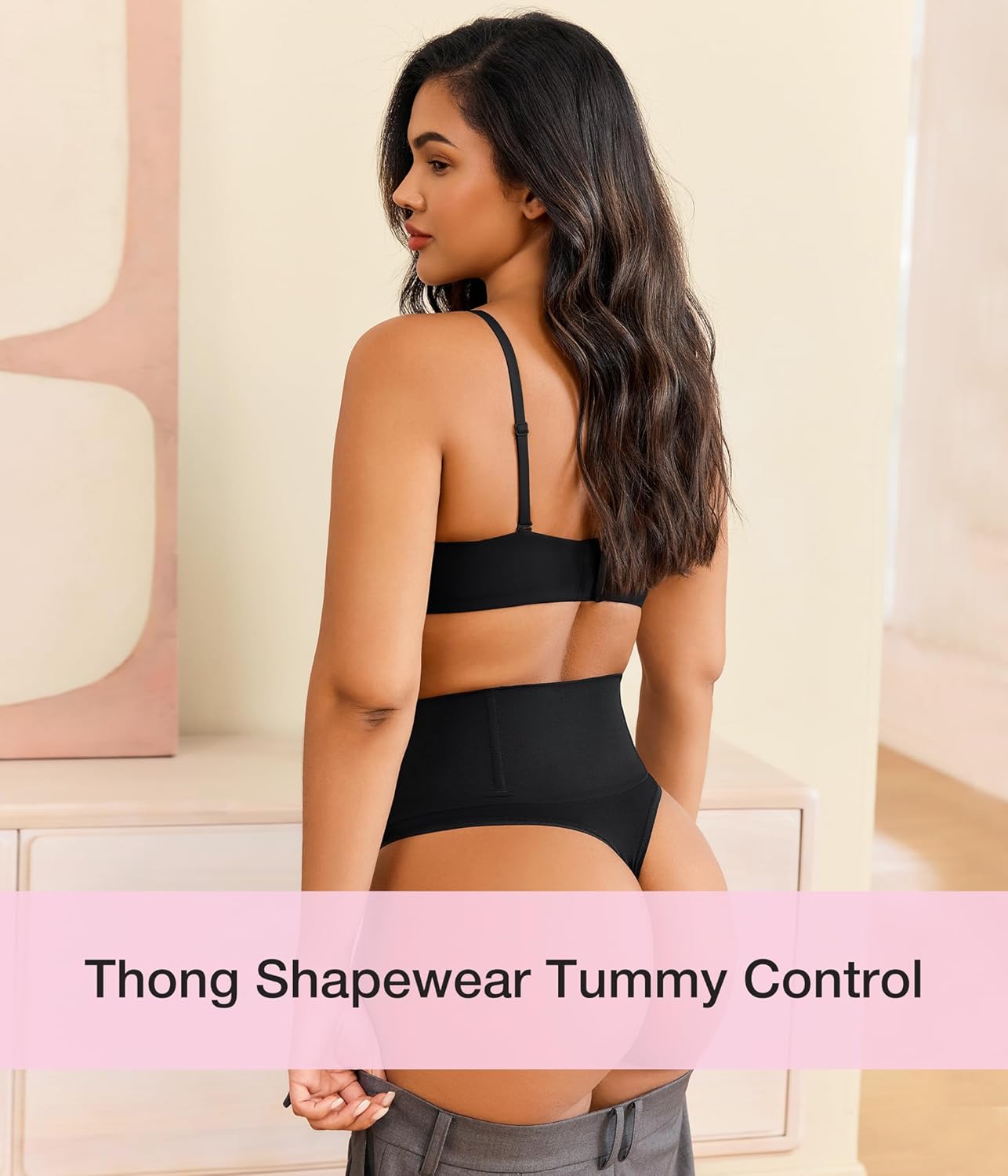 Eleady Thong Shapewear Tummy Control - 2 Piece Mid-Waist Compression Underwear Women Seamless Butt Lifting Panties - Image 3