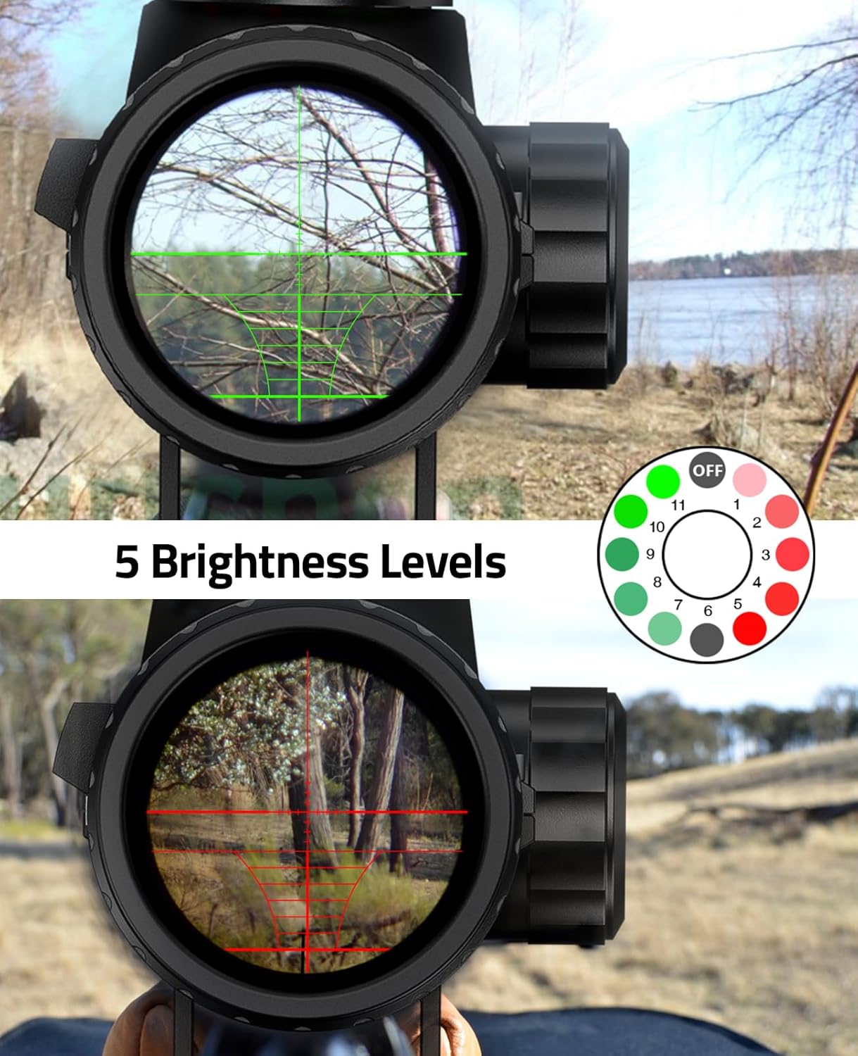CVLIFE 3-9x40 Rifle Scope, Red & Green Illuminated Optical Riflescope, 1 inch Tube Scope for Hunting with Mounts