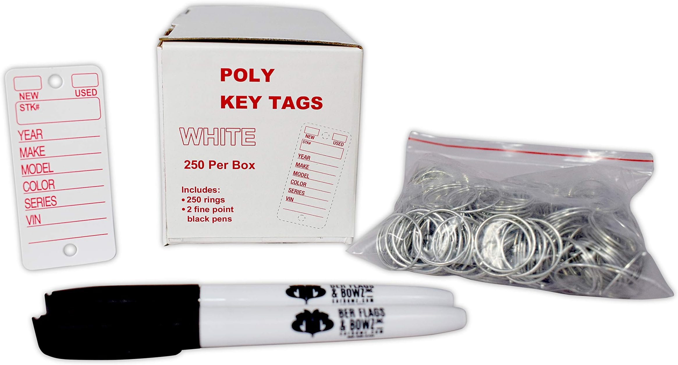 White, 250 per Box with Rings and Pens