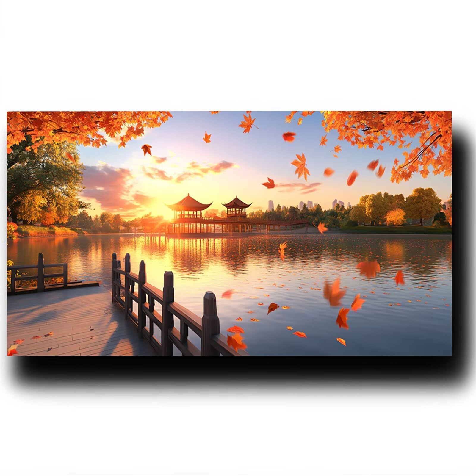 DIY Malen nach Zahlen Erwachsene See Malen nach Zahlen ab 7 jahre Mädchen Baum Kreativ set für Erwachsene mit Leinwand Acrylfarben set und Pinsel, Bastelset zum Bemalen für Wanddeko 100X200cm 9w-8-N