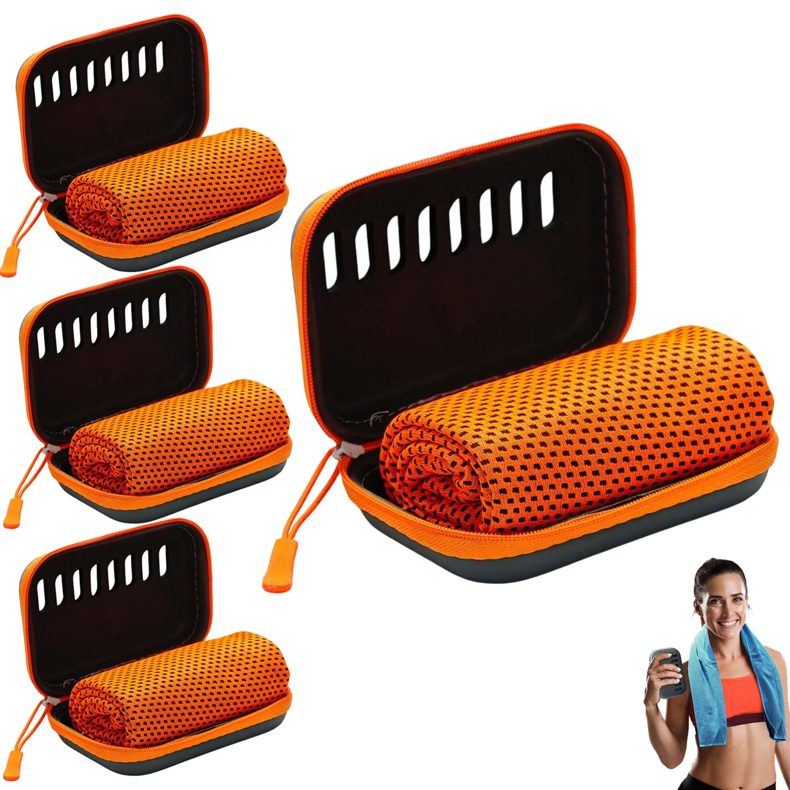 Asciugamani rinfrescanti 80 x 30 cm, asciugamano in microfibra Ice Cool per collo e viso, morbidi e traspiranti, ideali per palestra, yoga, golf, corsa, campeggio e tempo caldo, confezione da 4