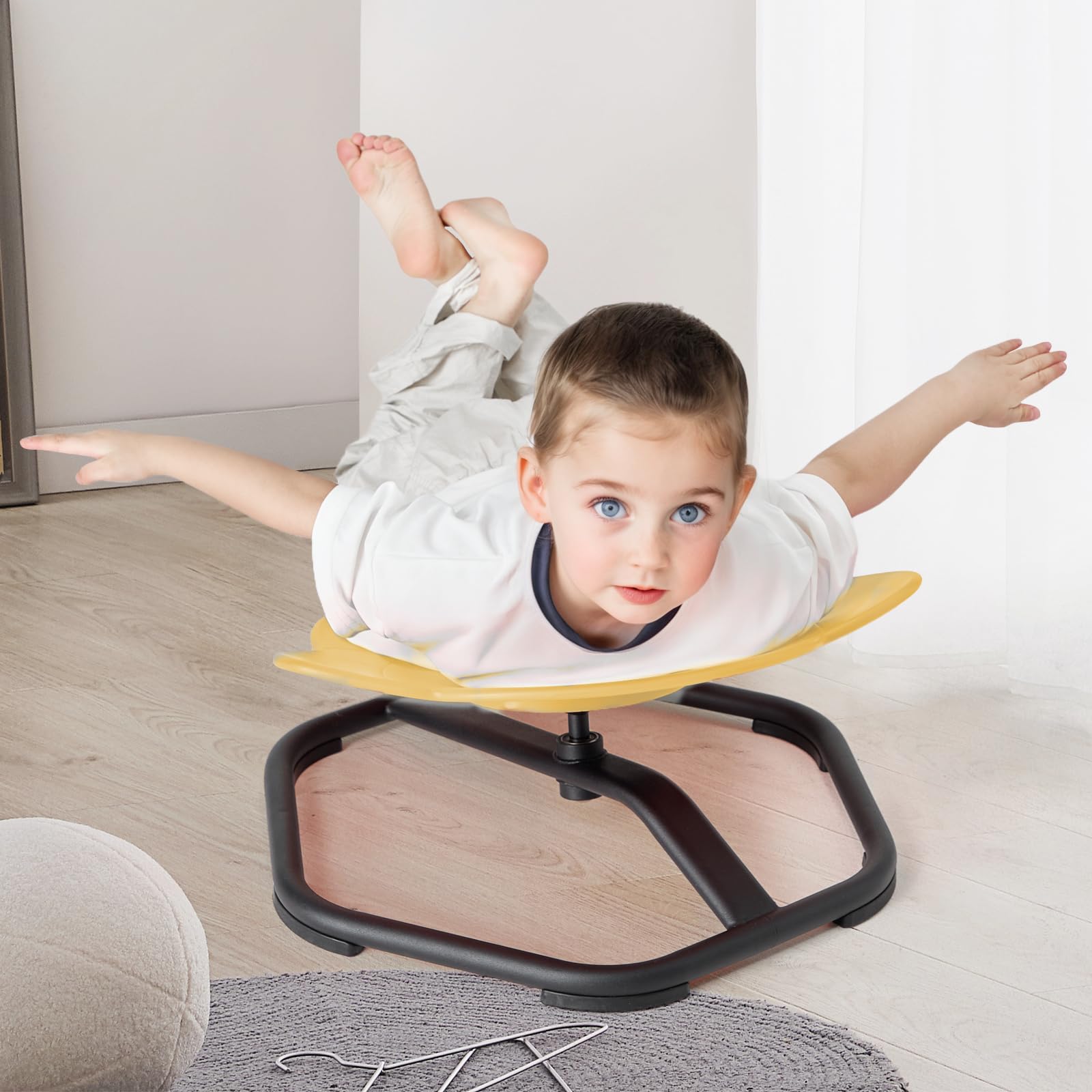 Kids Sensory Swivel Chair, Autism Spinning Chair for Kids Sensory, Sensory Toy Chair, Training Body Coordination (Yellow)