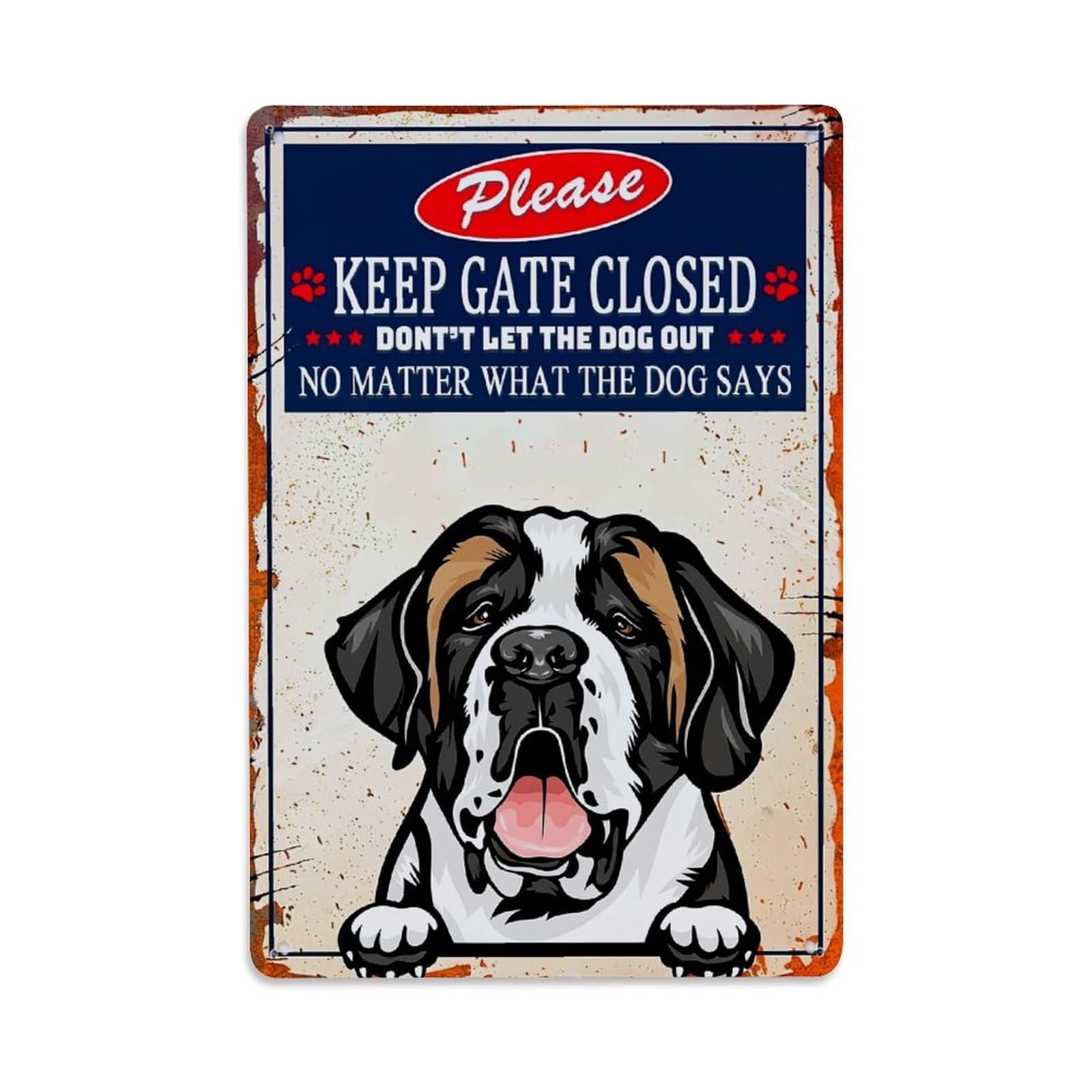 Jdfenggu Vintage Dog Gate Closed Sign Art Retro Metal Tin Sign, Decor Art Poster For Bar, Home, Man Cave, Kitchen, Laundry Room Gift 8X12inch