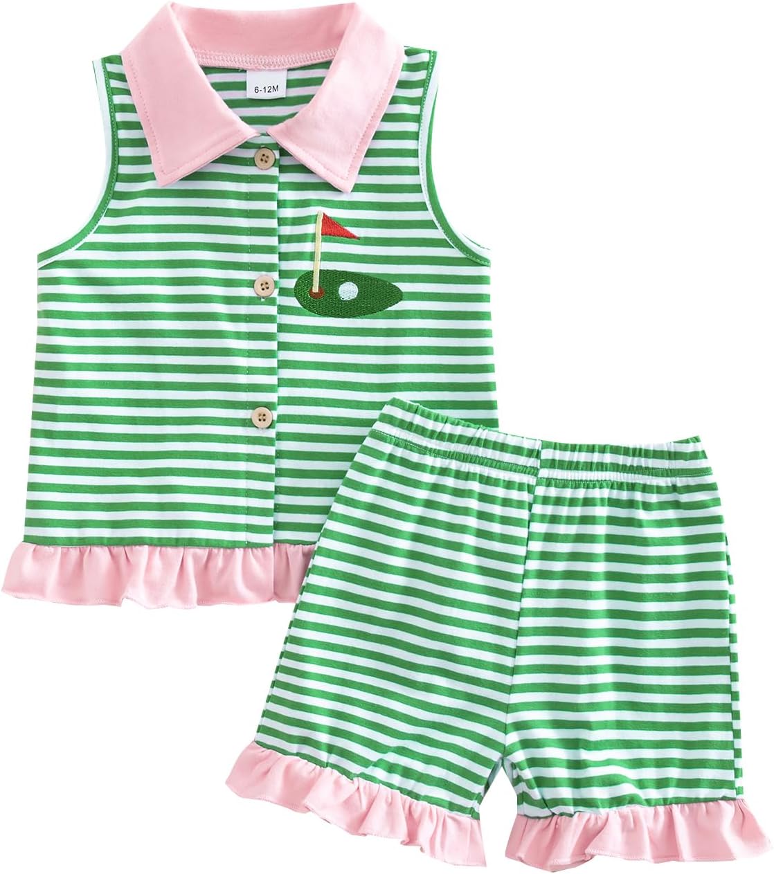 Toddler Baby Girl Summer Clothes Baseball/Golf/Football Print Sleeveless Tank Tops Shorts Sets Cute Summer Outfits