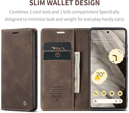 Miniatura 2 de Kowauri Funda para Google Pixel 7A, diseño clásico de piel con cierre magnético, con ranura para tarjetero, a prueba de golpes, funda protectora