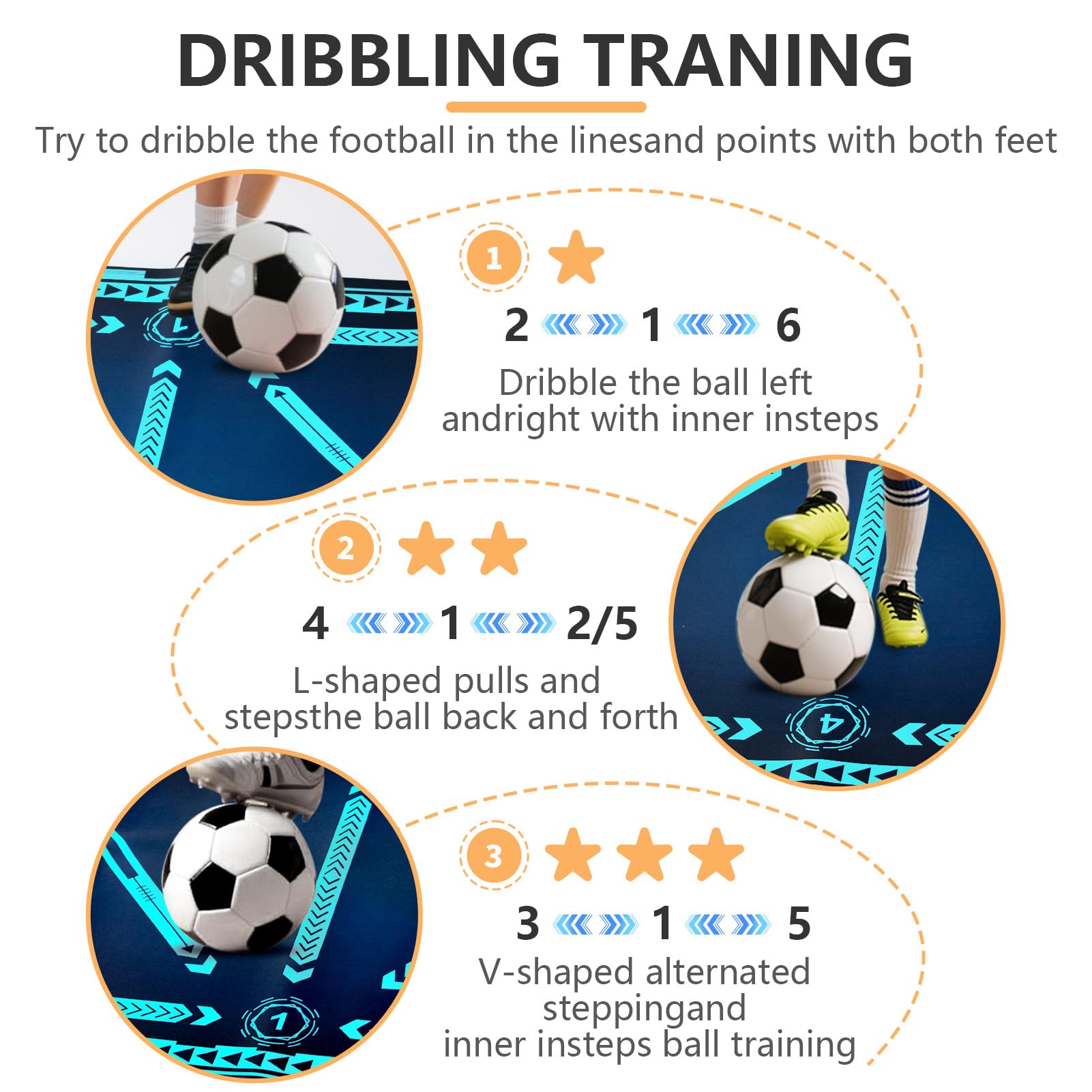 Soccer training mat,Soccer training equipment accessories for All Ages to Improve Speed Strength Agility and Coordination,Anti-Slip/Silent Mat