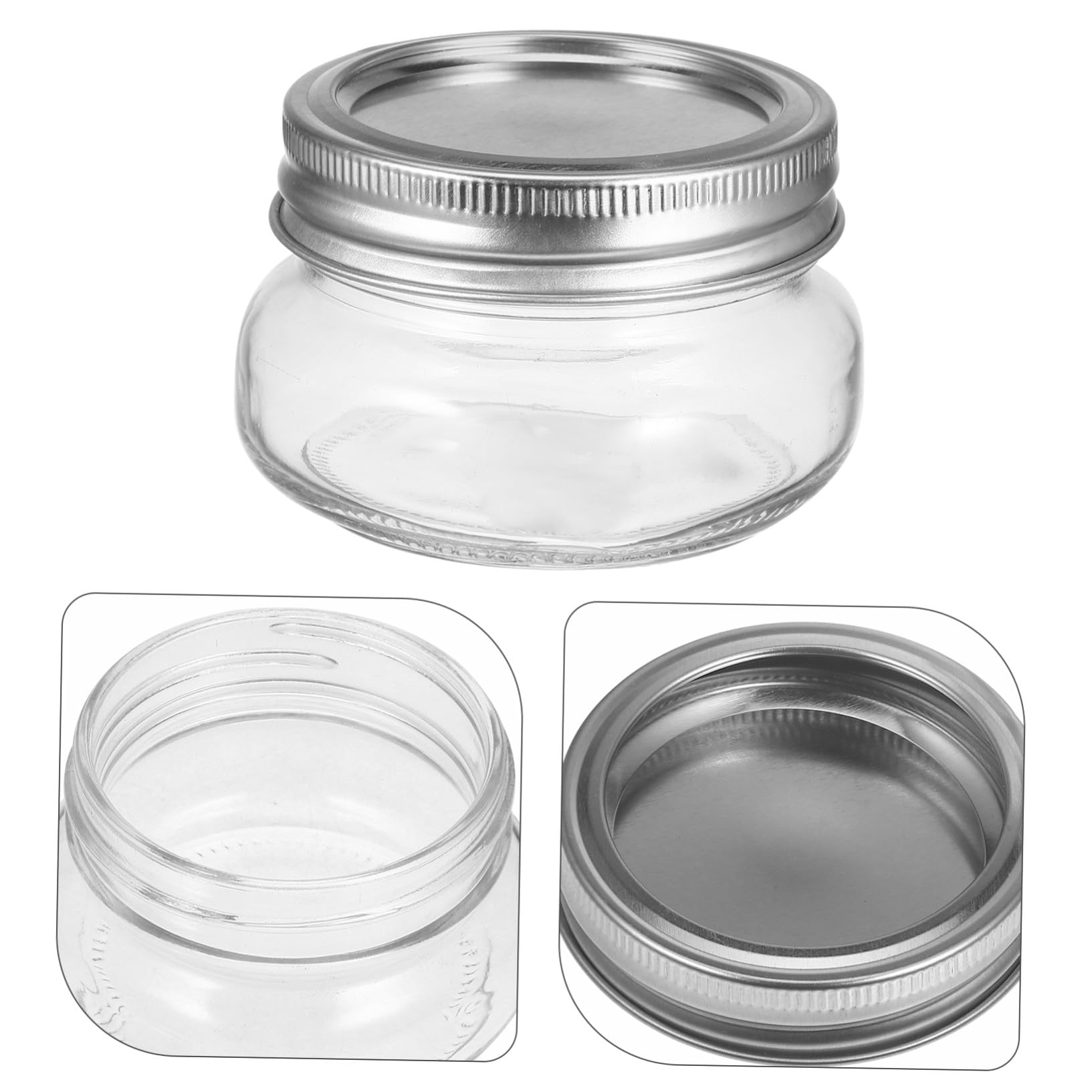 6 pezzi Barattoli in Vetro per Alimenti Coperchio Ermetico Contenitori Riutilizzabili per Cucina e Ripostiglio Vasetti Trasparenti per Marmellate Spezie e Dolcificanti Design