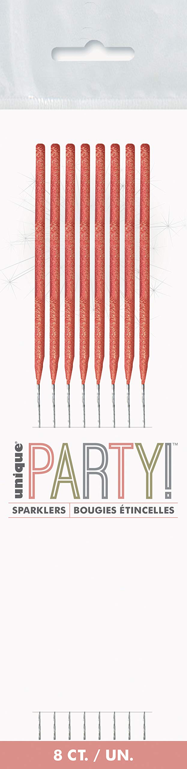 Rose Gold Glitz Birthday Sparklers (17cm) - Dazzling & Vibrant Celebration Igniters - Perfect for Birthdays & Special Occasions - 8ct