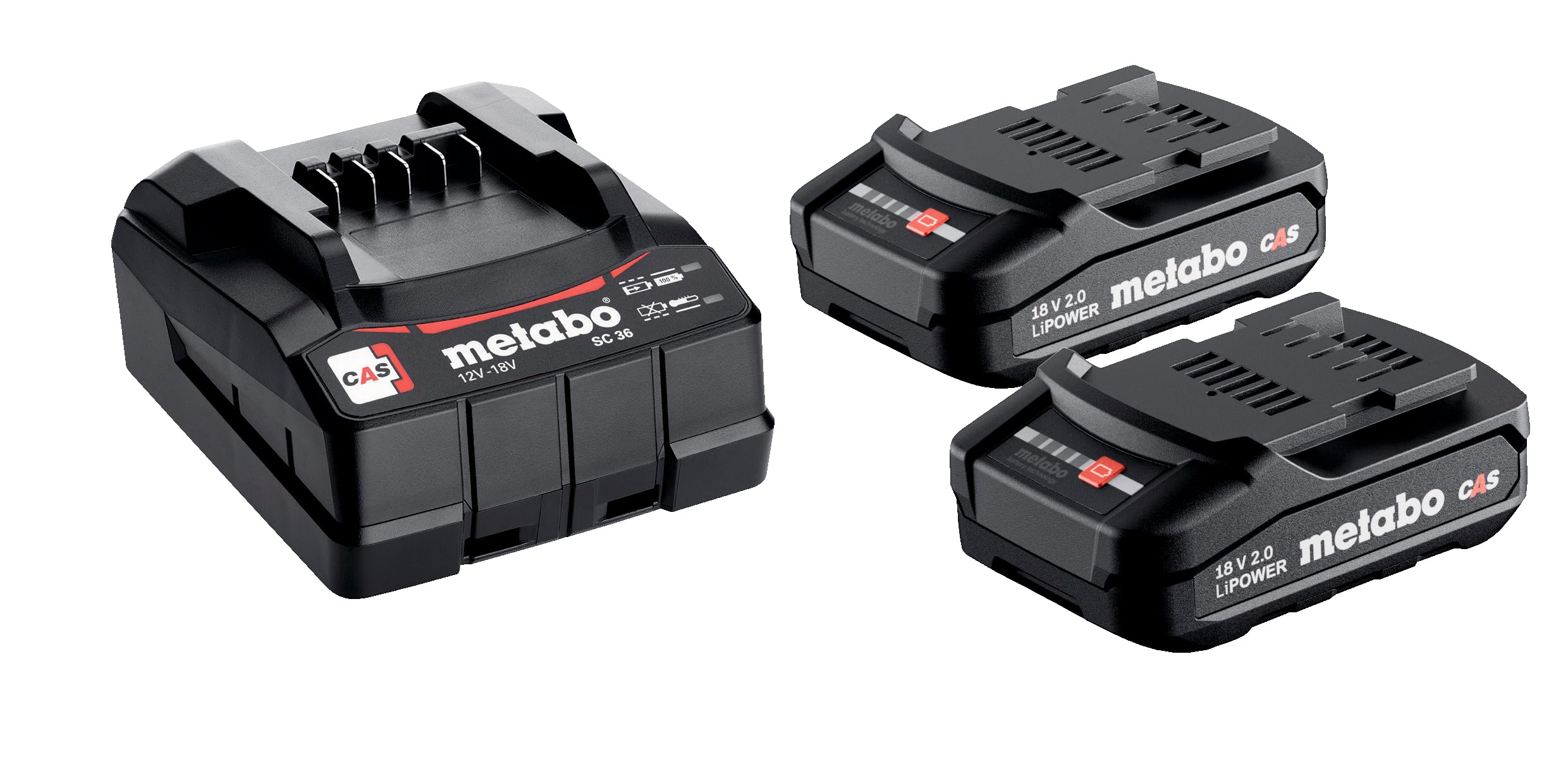 metabo 685161000 Juego de 3 Baterías Li-Ion 18V 2Ah para Atornillador | Kit de repuesto con tecnología de iones de litio, compatible con herramientas de 18V, incluye 3 unidades de 2Ah