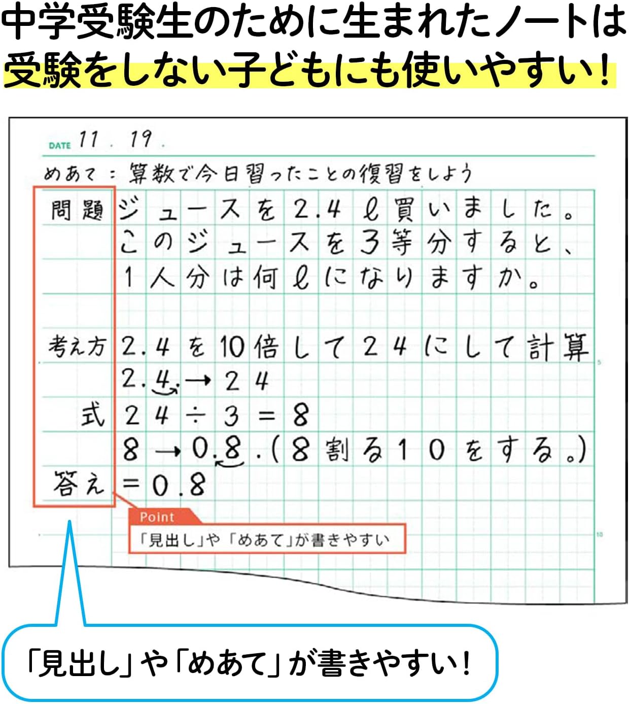 キョクトウ・アソシエイツ Kyokuto LGU10G05 Study Book, Junior High School Entry OK Notebook, 0.4 inch (10 mm) Square, Set of 5