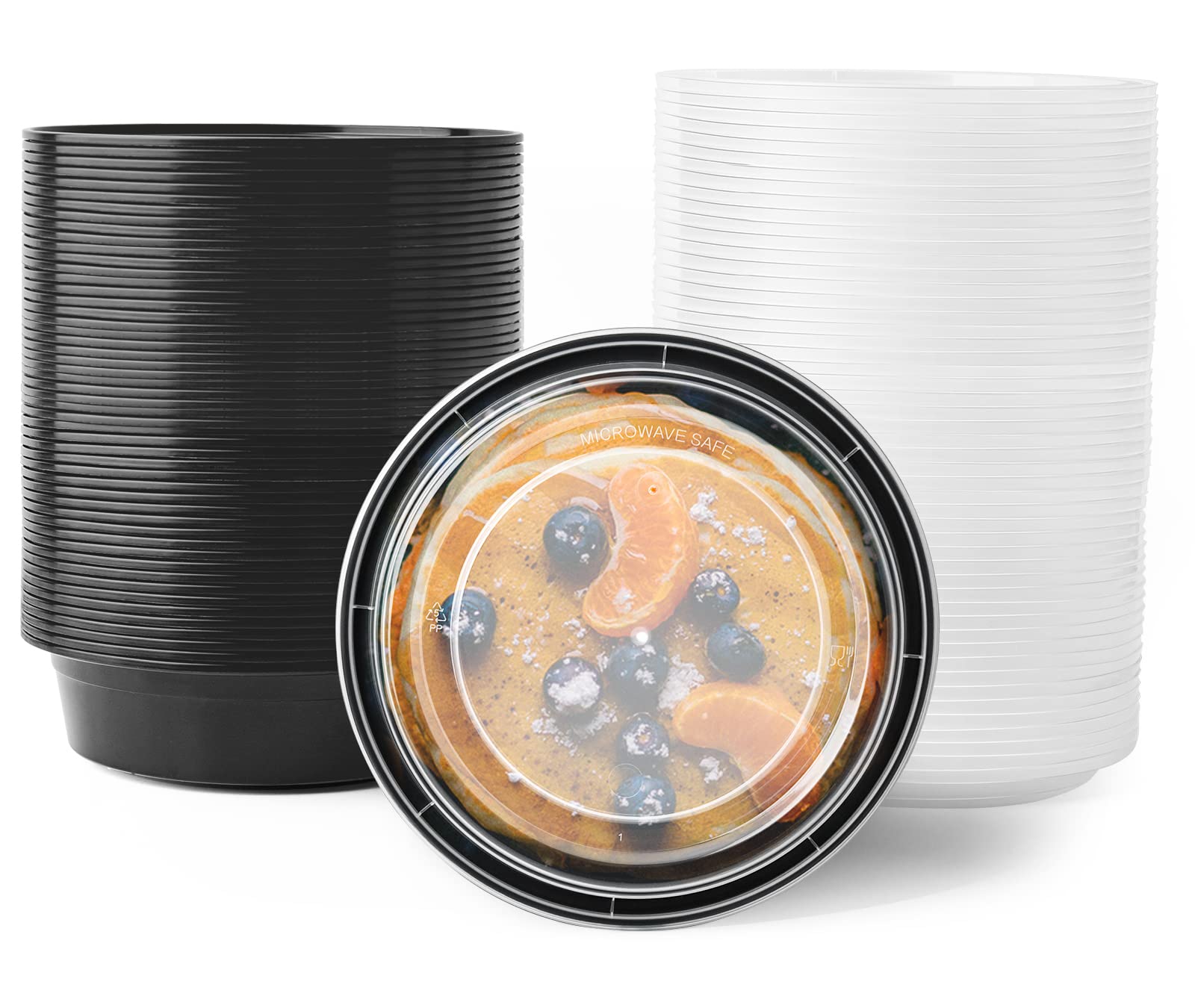 MBC MAT BOARD CENTER, 50-Pack (24 Oz) 1-Compartment Food Container-Round Meal Prep Bowls with Lid-Portable Lunch Box-Stackable-Bpa Free-Freezer/Microwave/Dishwasher Safe-Reusable Storage