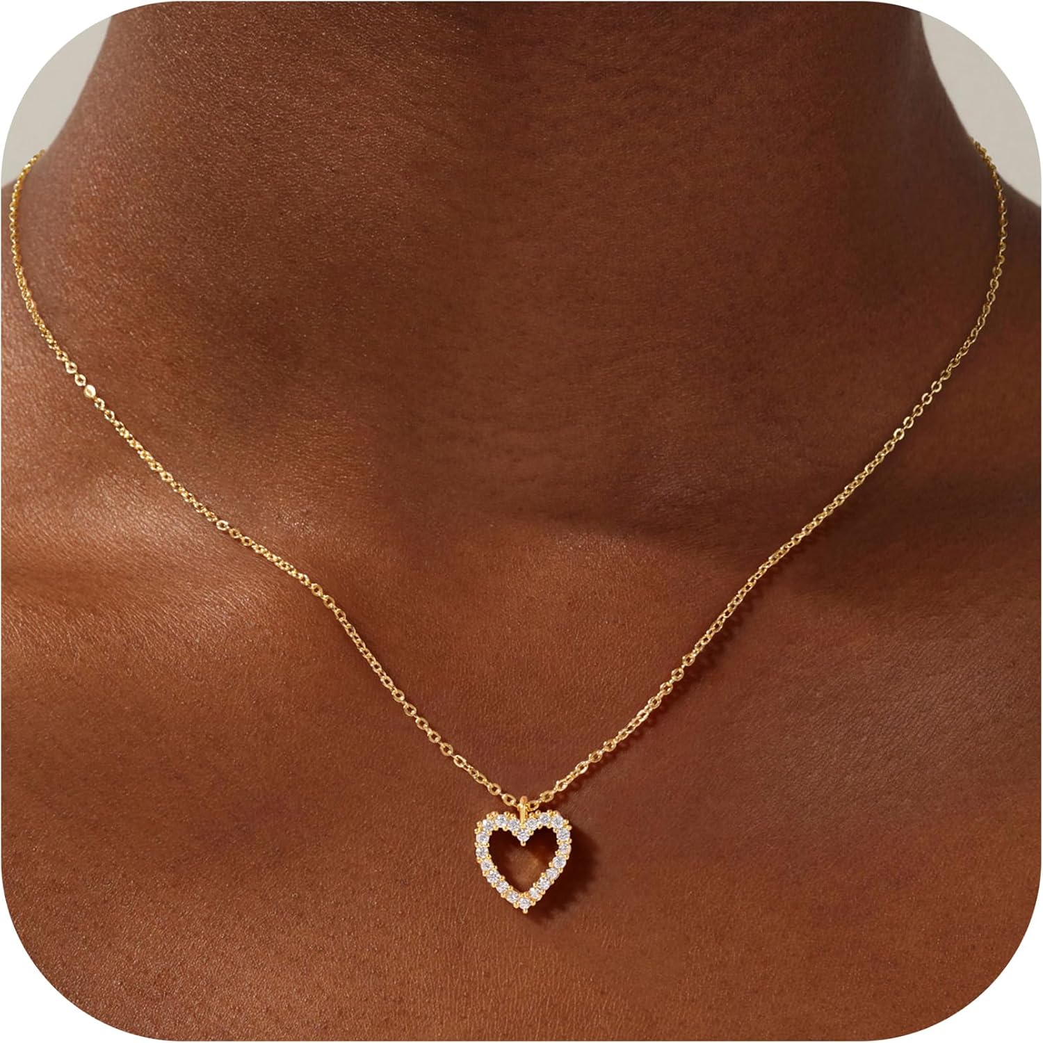 Cute Jewelry: Turandoss Dainty 14K Gold Plated Heart Pendant Necklace
