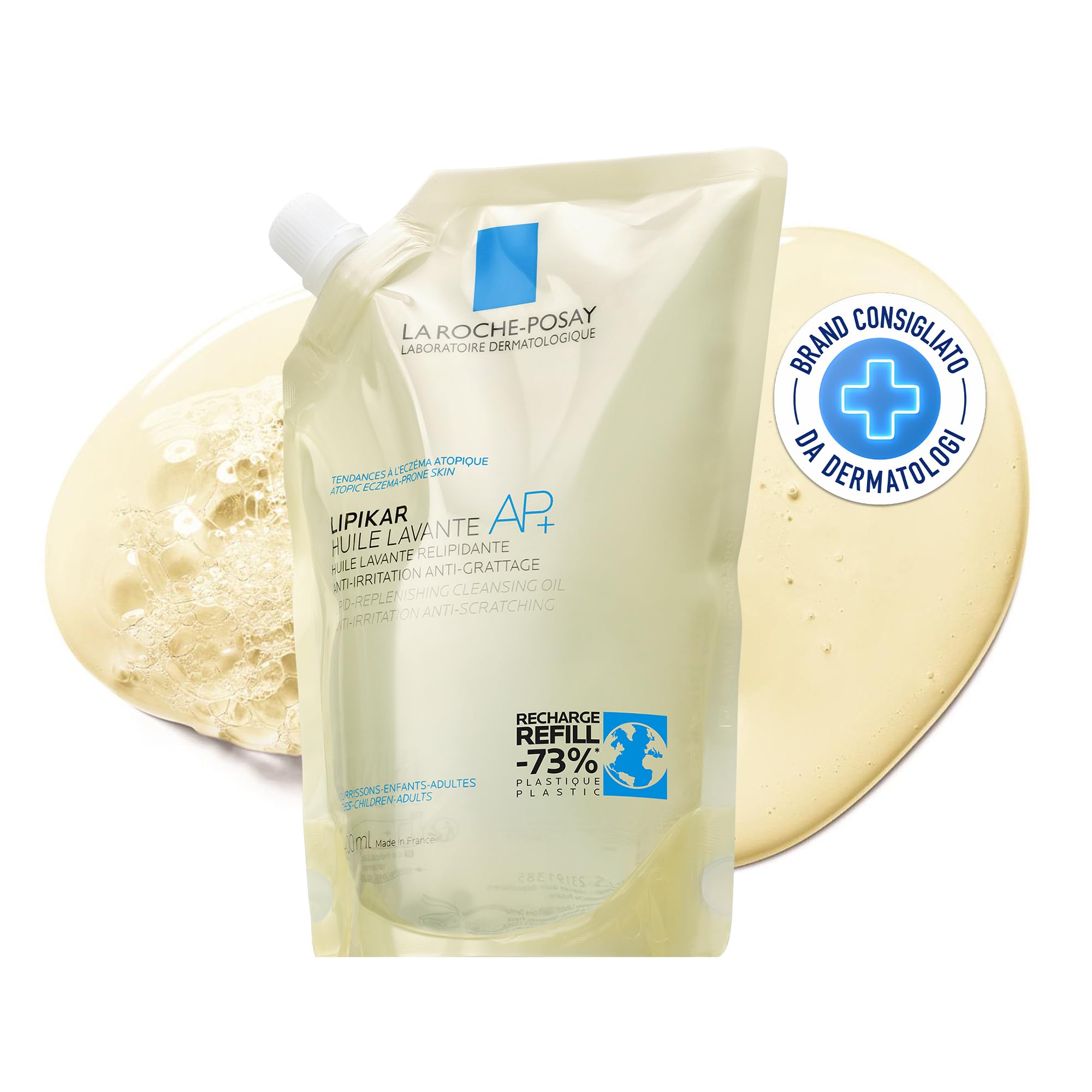 La Roche-Posay Lipikar Olio Detergente AP+ Refill Pack, Ricarica Olio Doccia, Per Pelli Sensibili, Anti-Arrossamento, Ultra-Idratante, Con Aqua Posae Filiformis, Burro di Karité, Niacinamide, 400 ml