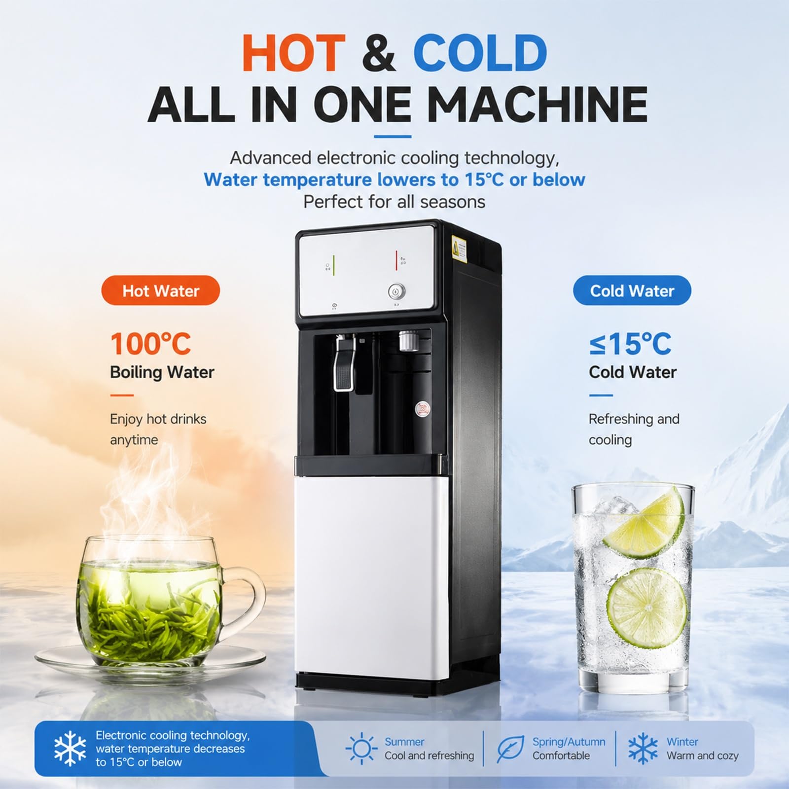 Distributeur Sol Chargement Bas 3s 3-en-1 Chaud/Froid/pièce Silencieux