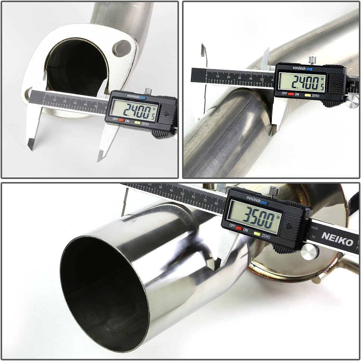 Auto Dynasty 3.5 Inches Round Muffler Tip Catback Exhaust System Compatible with 05-10 Chevy Cobalt Pontiac G5, Stainless Steel