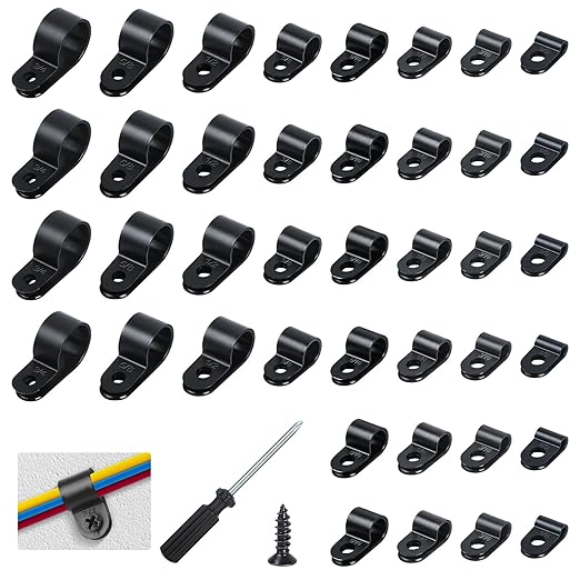 Nadisean 161 Pcs R Type Cable Clips Black with Screws & Screwdriver 8 ...