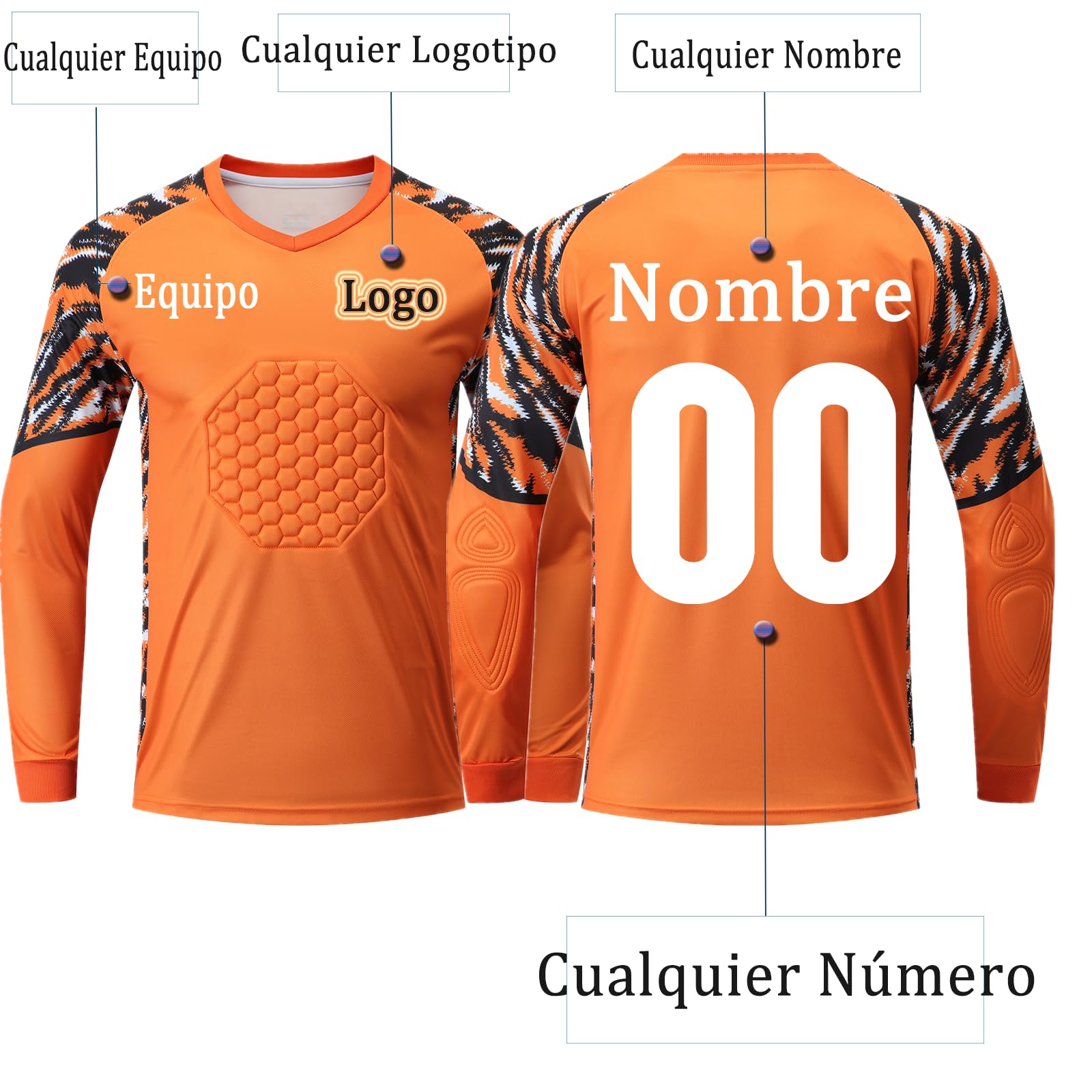 OPUTWDF Camiseta de Portero Niño Personalizada con Nombre, Número, Logotipo del Equipo