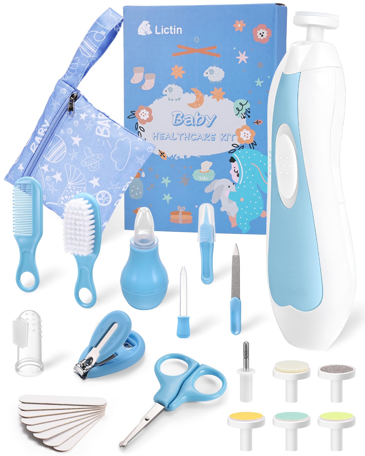 Lictin Lime à Ongle Électrique Bébé 31 en 1, Kit de Coupe Ongle Bébé, Ensemble de Coupe et de Lime Ongle Bebe, Adapté aux Nouveau-nés, aux Enfants et aux Adultes