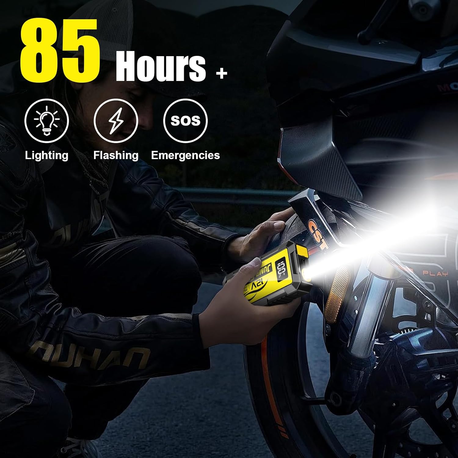 8000A Car Jump Starter, 12V Jump Starter Battery Pack (All Gas,up to 10.0L Diesel Engine) Jumper Cables Portable Lithium Jump Box, USB Output and LED Light - Image 4