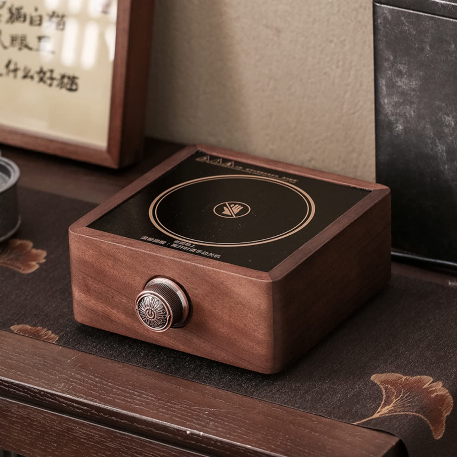 Electric Kettle - Real Walnut Wood, 6 Levels Control Electric Tea Coffee Kettle, Electromagnetic Furnace, Safe First, 600kW. 900ml Tea Kettle Stovetop for Family (Hot Plate)