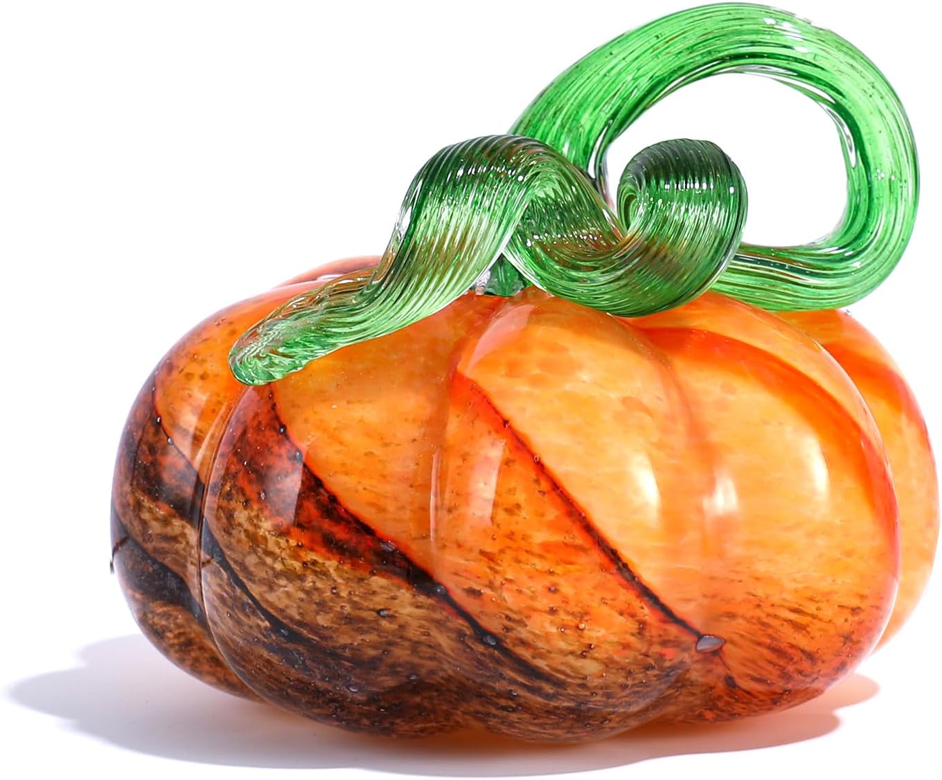 Glass Pumpkin Halloween Decoration Gifts Fall Pumpkins for Decorting Ornament Crystal Pumpkins Art Paperweight Home Decor Office Decorations Indoor(Pumpkin Orange and Black)