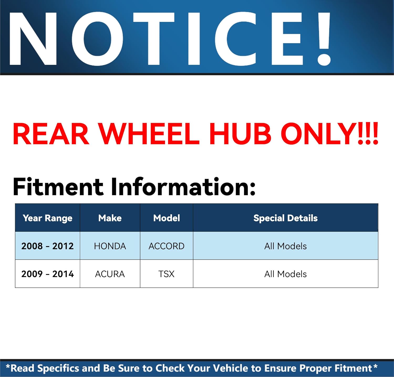 Detroit Axle - Rear Wheel Bearing and Hub Assembly for Honda Accord 2008-2012, Acura TSX 2009 2010 2011 2012 2013 2014, 5 Lugs