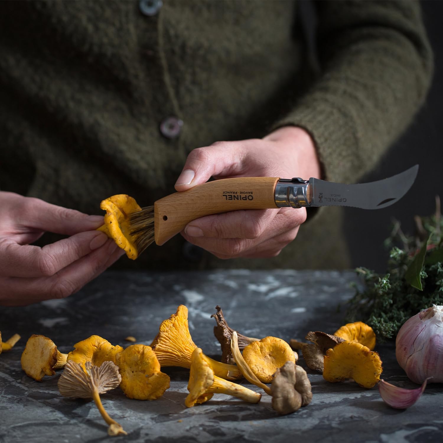 OPINEL No.8 Mushroom Folding Knife Gift Box – Foraging Knife & Sheath in Pencil Box