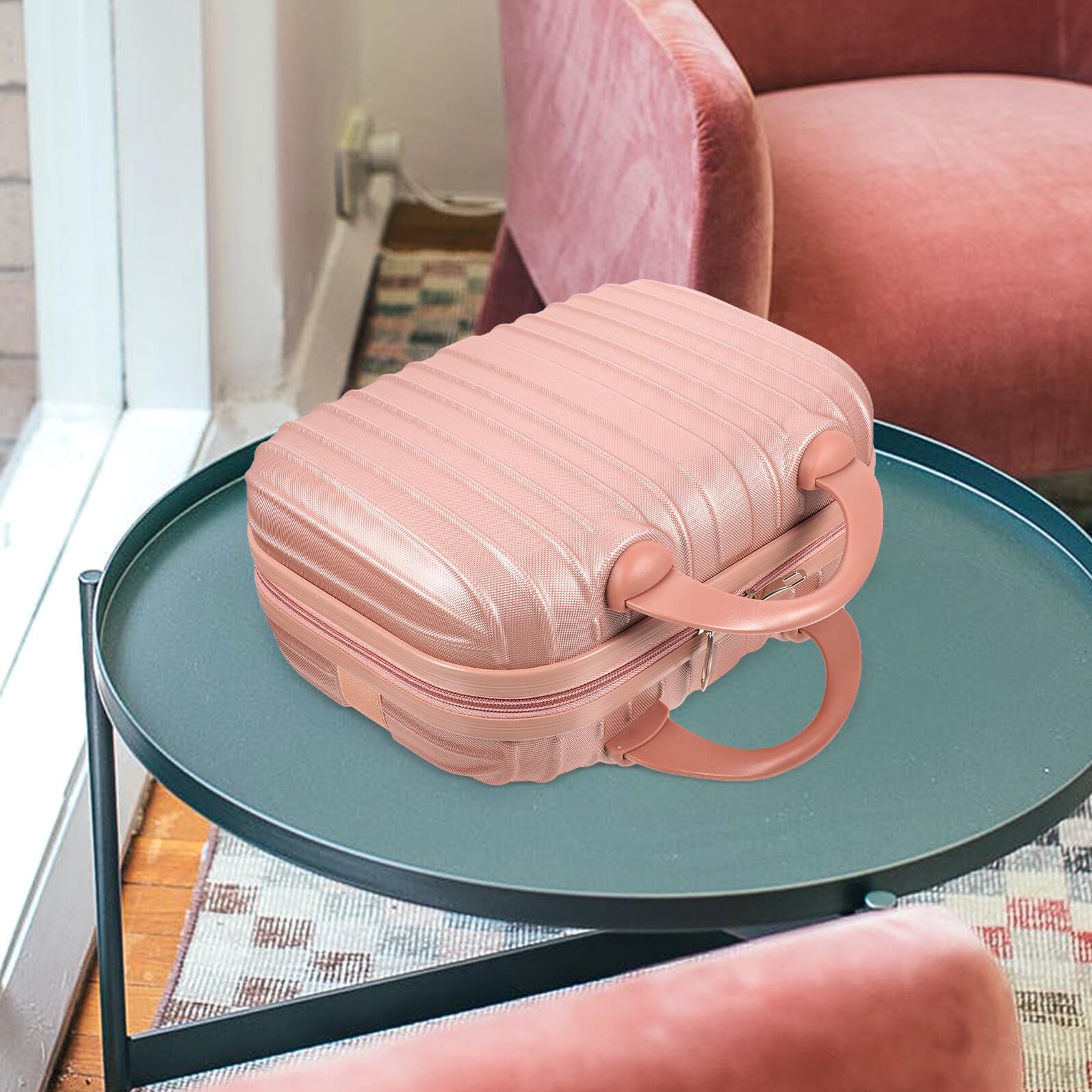Beauty Case da Viaggio Donna grande capacità in ABS e PC portatile e facile da trasportare P rosa per cosmetici art, per viaggi e uso quotidiano