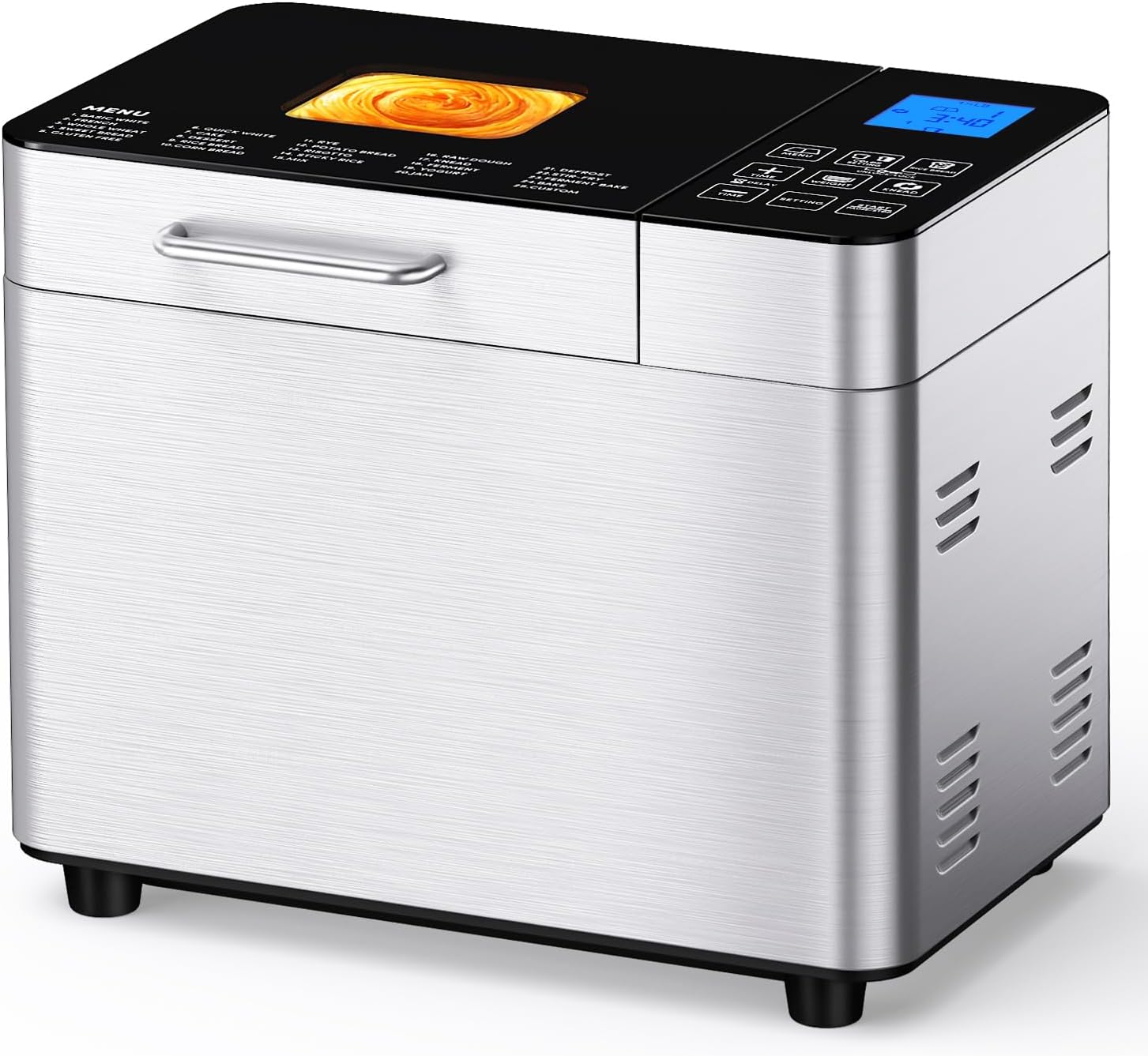 25-in-1 Stainless Steel Bread Maker Machine, 2 LB Wheat Bread Making Machine with Recipes, Dough & Bread Machine with 15 H Timer & 1 H Keep Warm