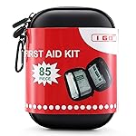 I GO 85 Pieces Hard Shell Mini Compact First Aid Kit, Small Personal Emergency Survival Kit for Travel Hiking Camping Backpacking Hunting Marine Car, Black