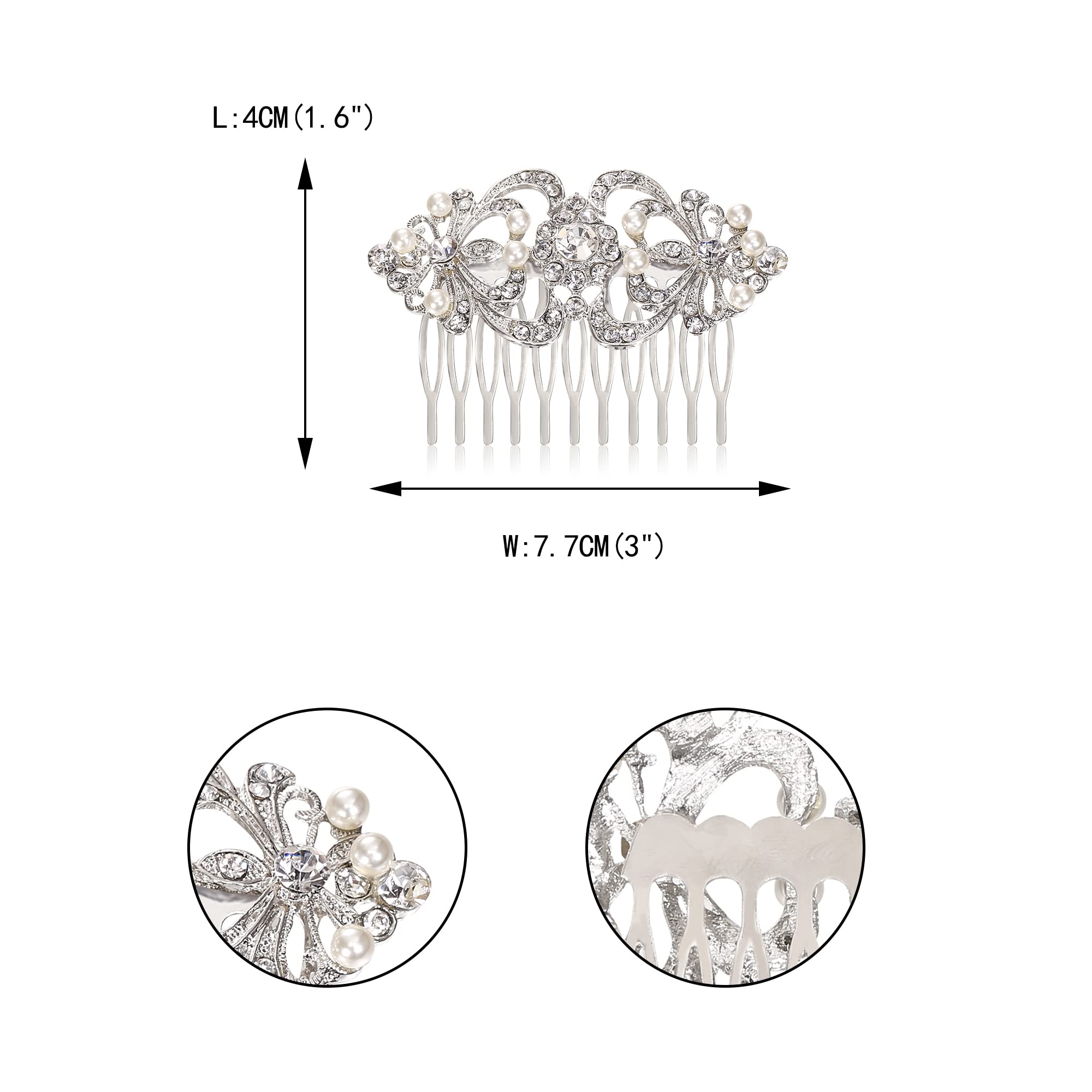 EVER FAITH® - Cristal Austriaco Flor Hoja Art Deco Boda Pelo Peine de Peineta N03785-1