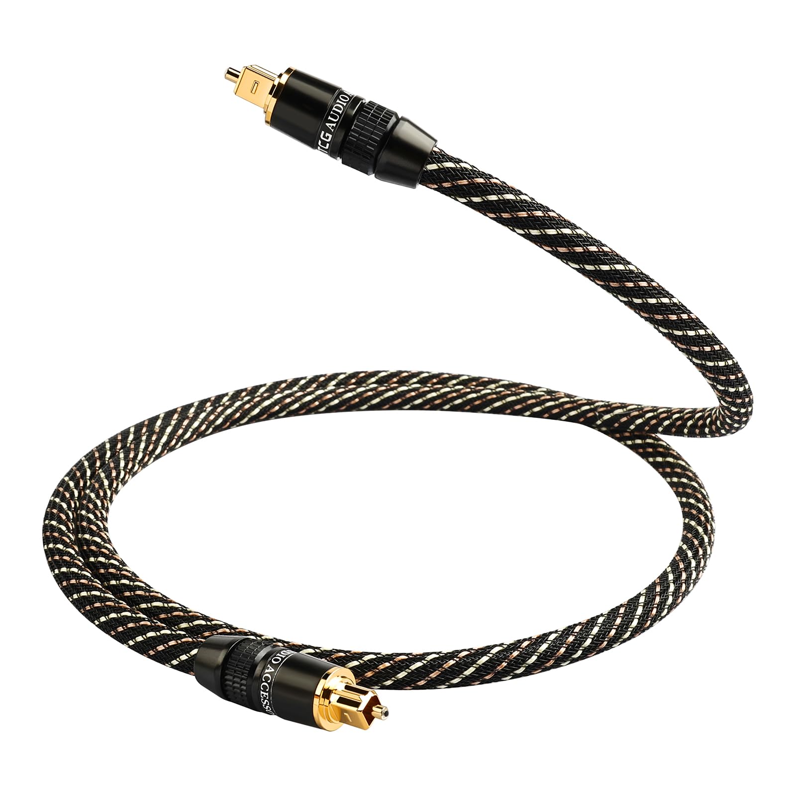 Audiophile HiFi Optical Audio Cable POF 24K Gold-Plated Plugs Digital Optical Audio Cable with Nylon Braid Compatible with